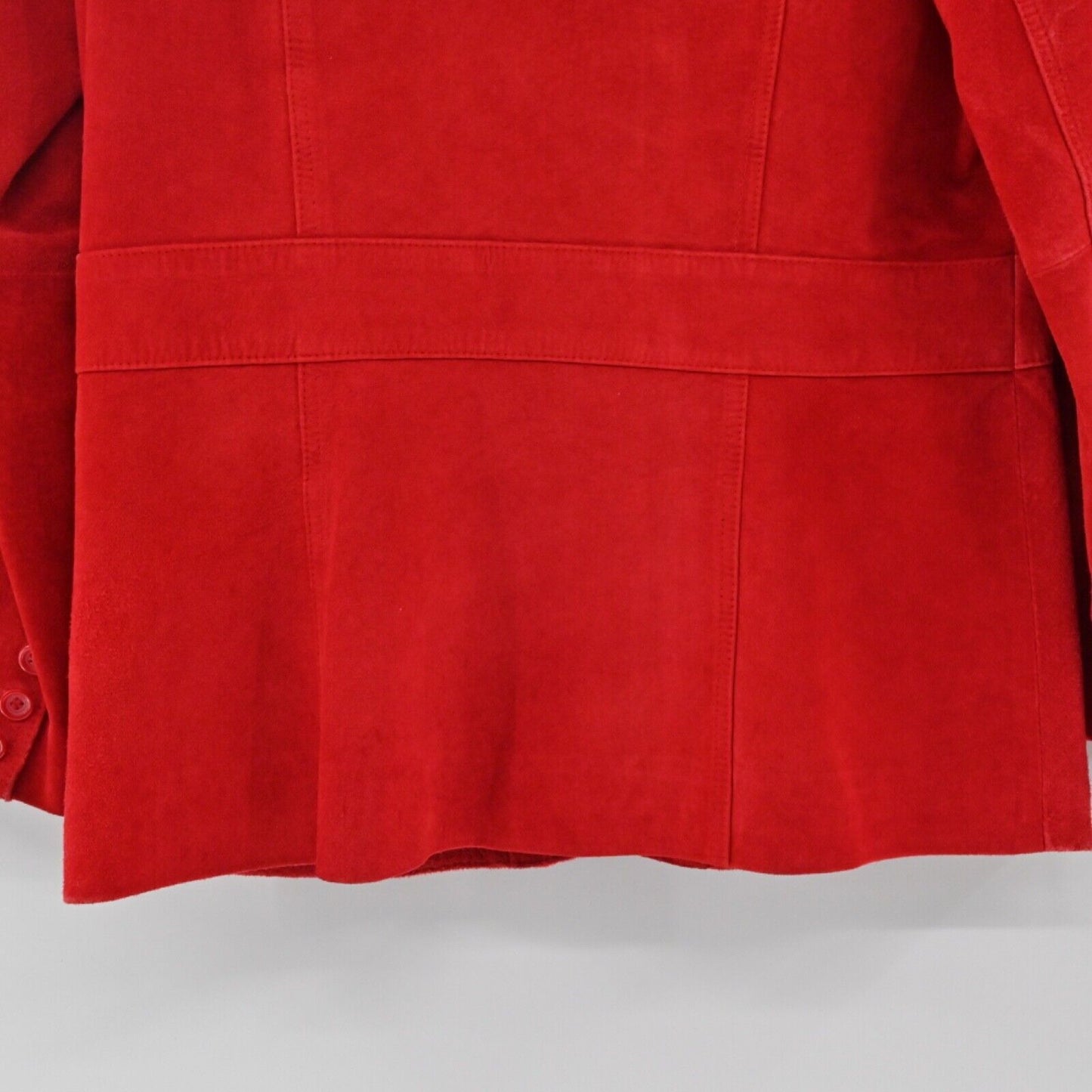 LIZ CLAIBORNE Jacket Womens Size M Suede Leather Red Button Front Retro 00s Y2K