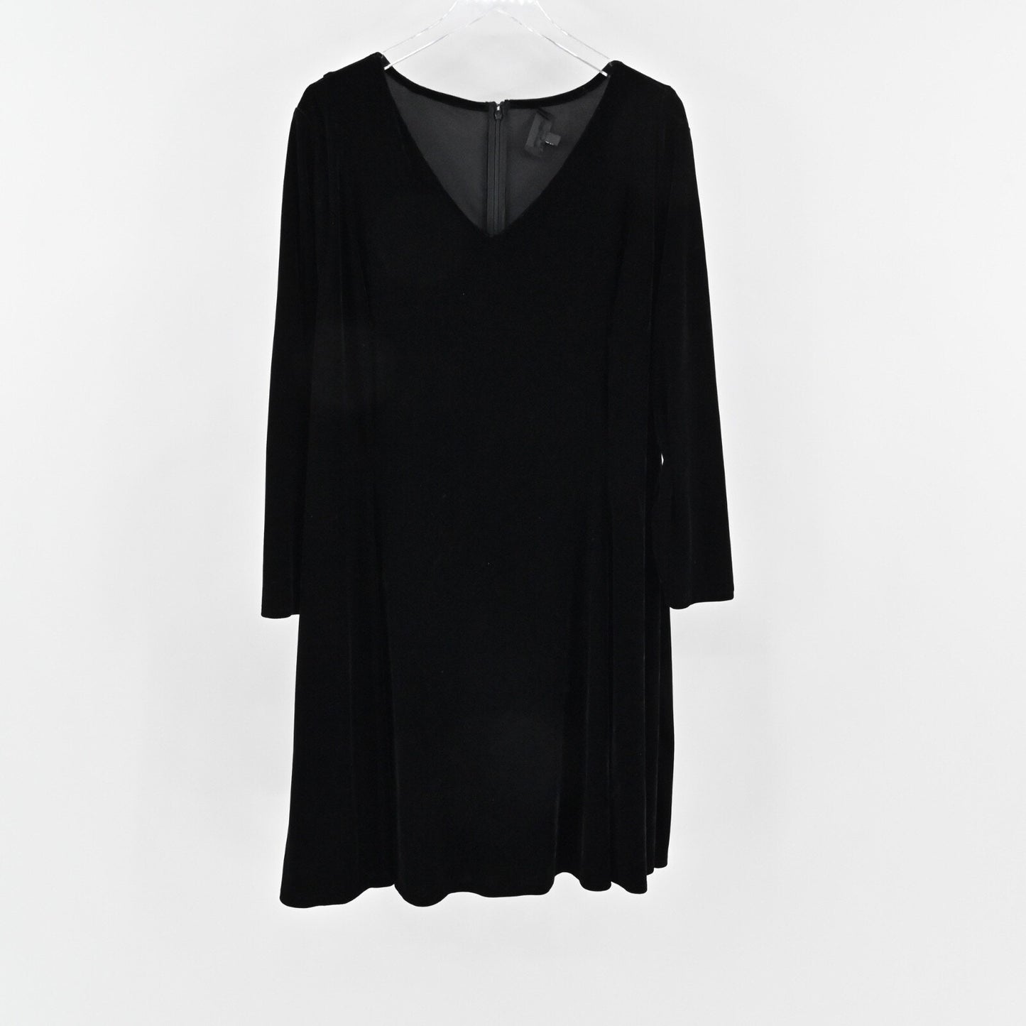 ALEXIA ADMOR Velvet Dress Sz 2X Black V Neck Long Sleeve Retro Whimsigoth Shift