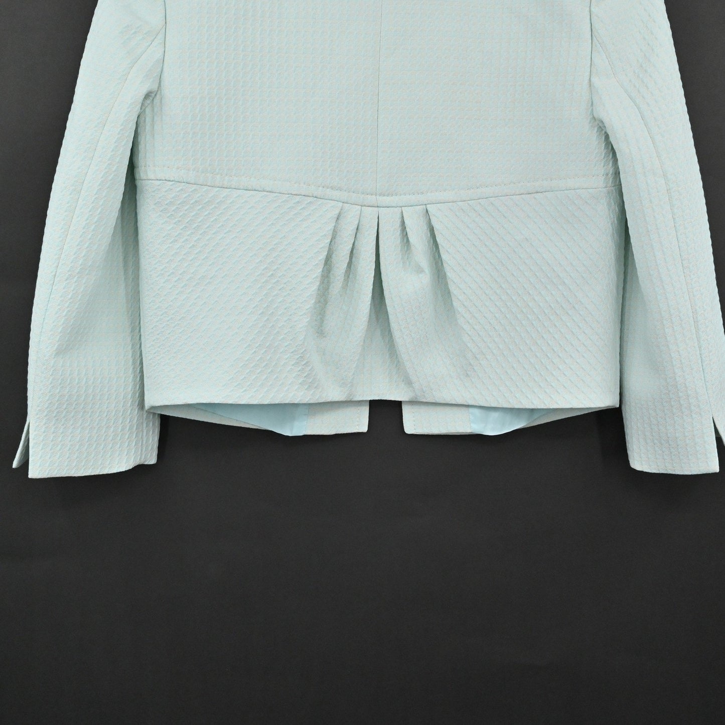 Monica Ricci Womens Textured Blazer Size 4 Light Green Peplum Hem Italy Chic