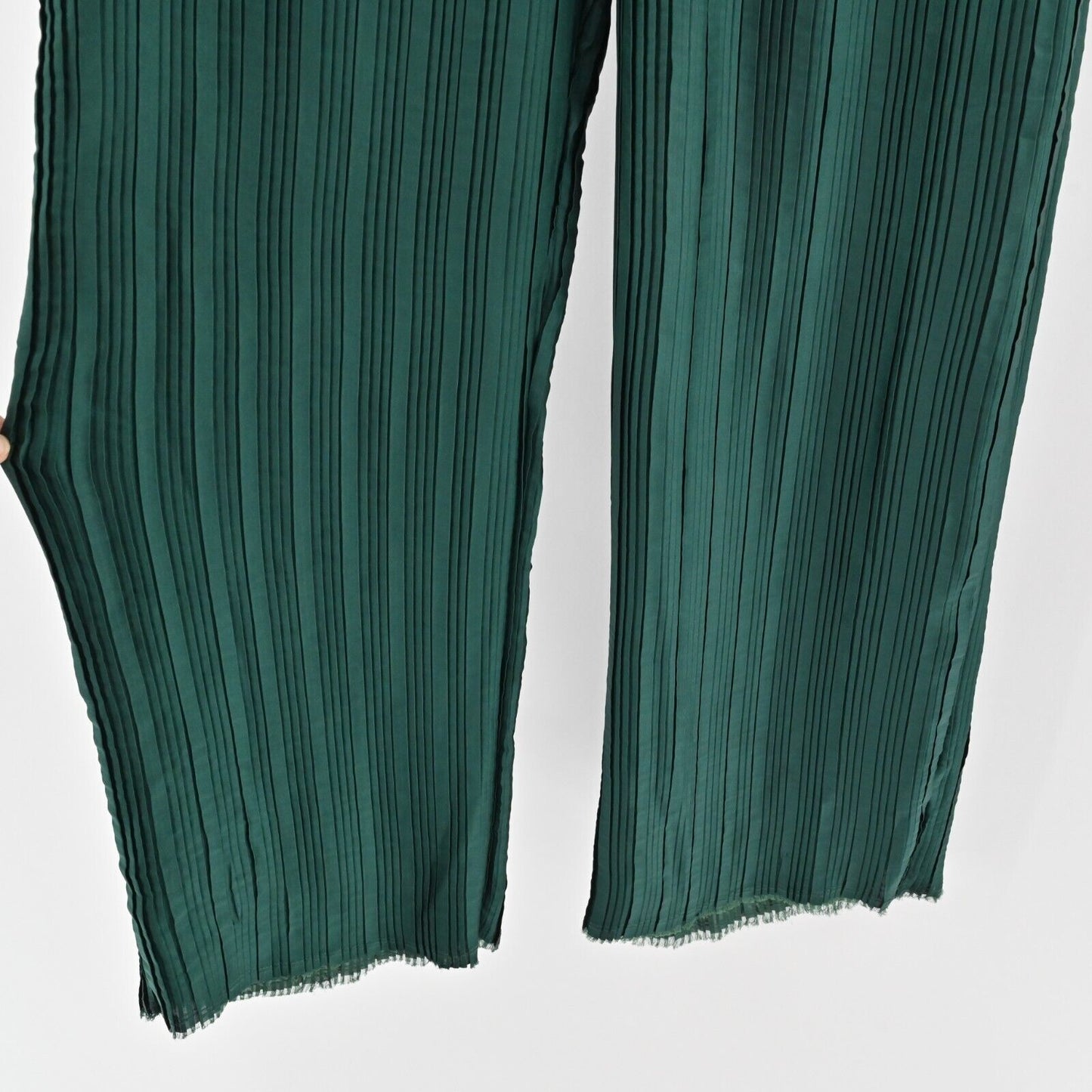 ZARA Pants Womens Size S Emerald Green Pleated Wide Leg Casual Pull On NEW