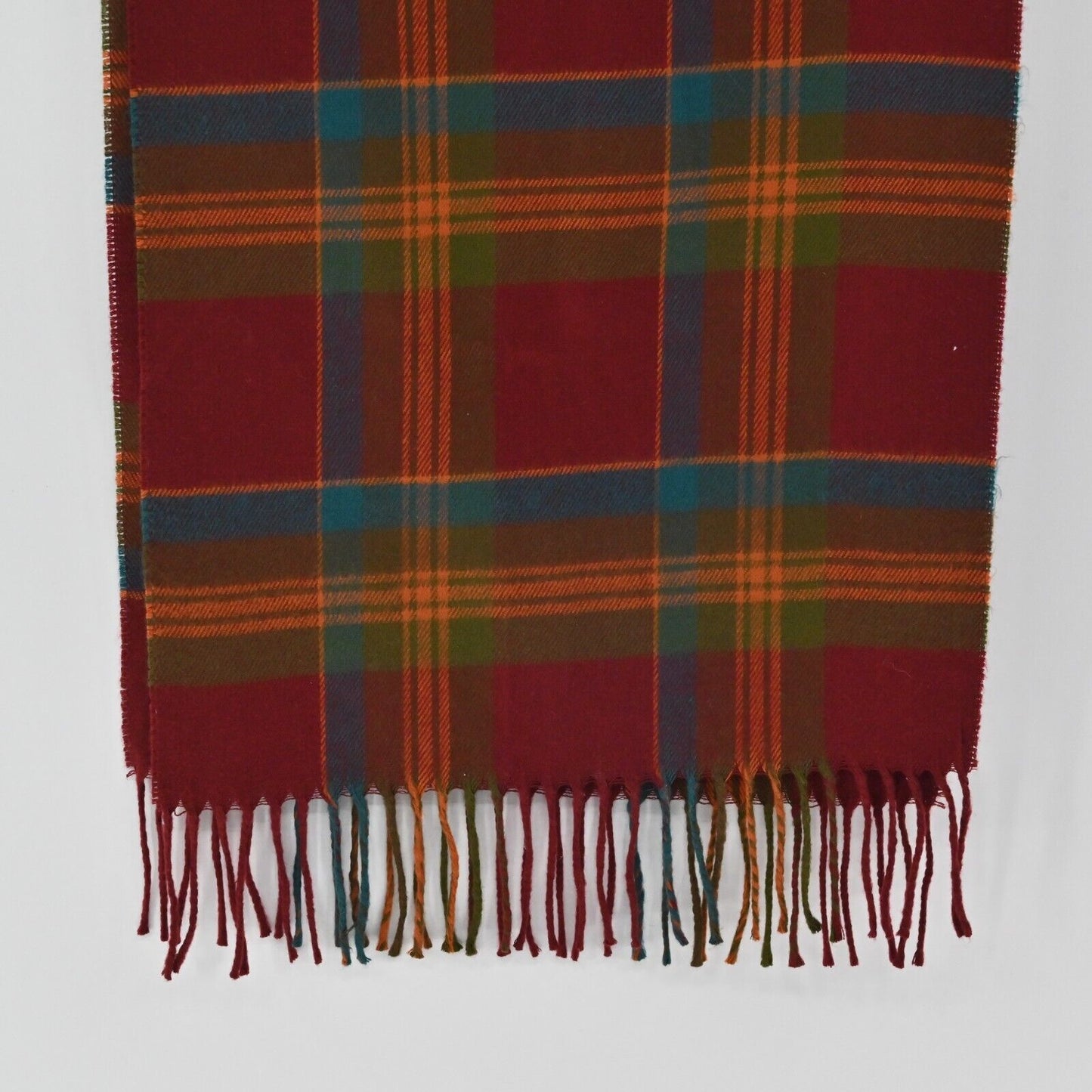 Vintage CHRISTIAN DIOR Scarf Unisex Cashmaire Fringe Plaid Scottish England 80s