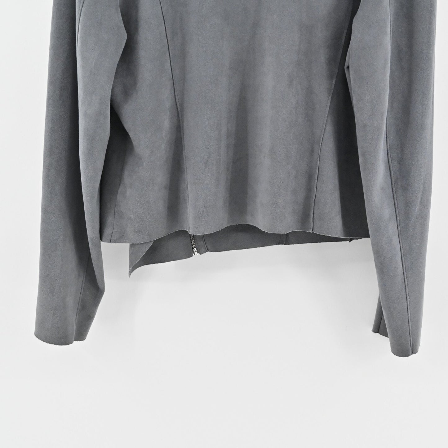 BLANKNYC Jacket Womens Size XXL Faux Suede Silver Screen Gray Moto Full Zip