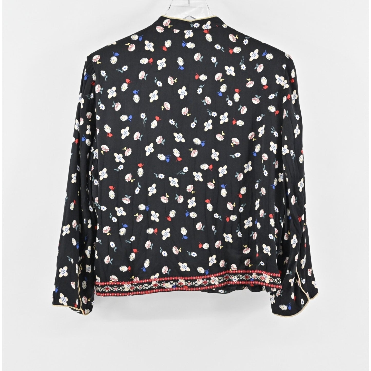 ZADIG VOLTAIRE Jacket Womens Size 40 Black Vendrix Floral Embroidered Retro Boho