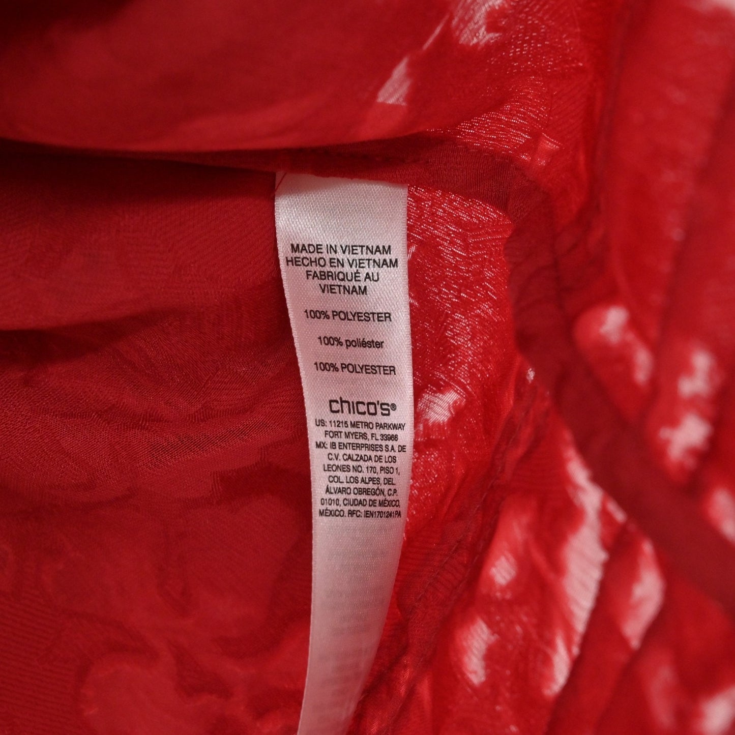 Chicos Clipped Jacquard Tie Front Top Size L Razzie Red Popover Balloon Sleeve