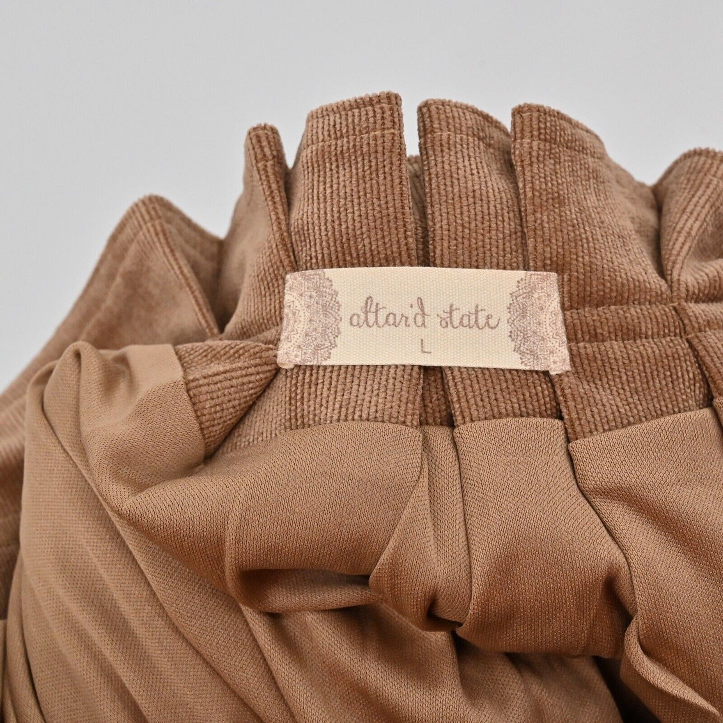 ALTARD STATE Skirt Womens Size L Brown Corduroy Button Front Paperbag Waist Mini