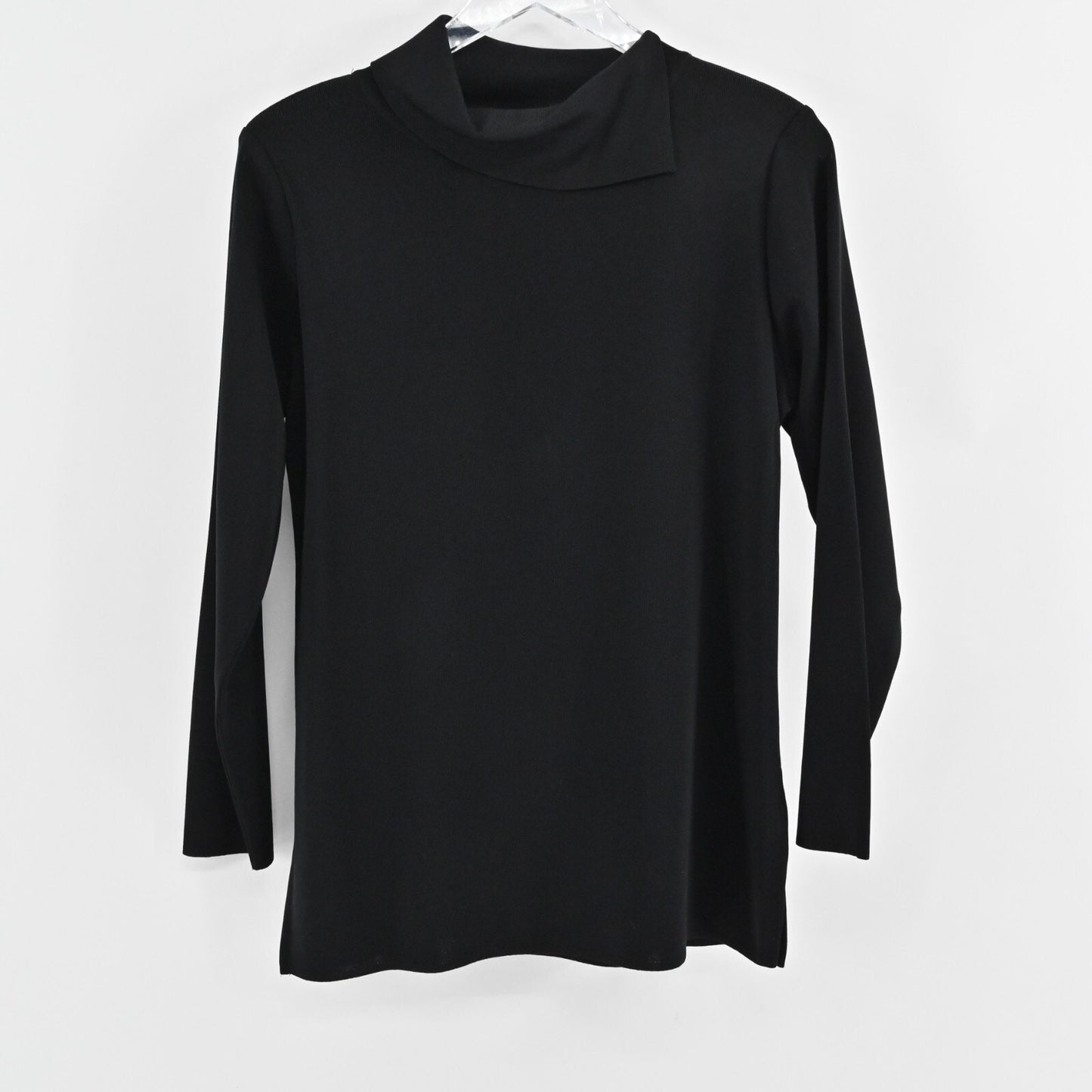 MISOOK Womens Black Sweater Size M Exclusively Knit Fold Collar Quiet Luxury
