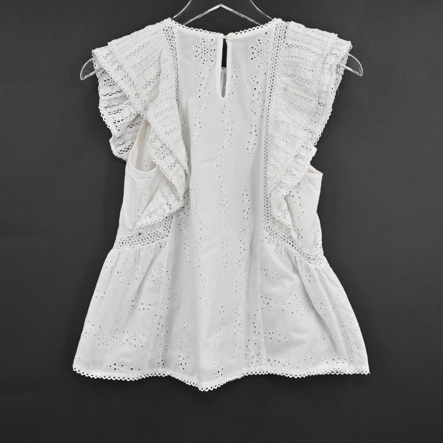 SEA Womens Lea Flutter Sleeve Top in Pure White Size 0 Blouse Cotton India Boho