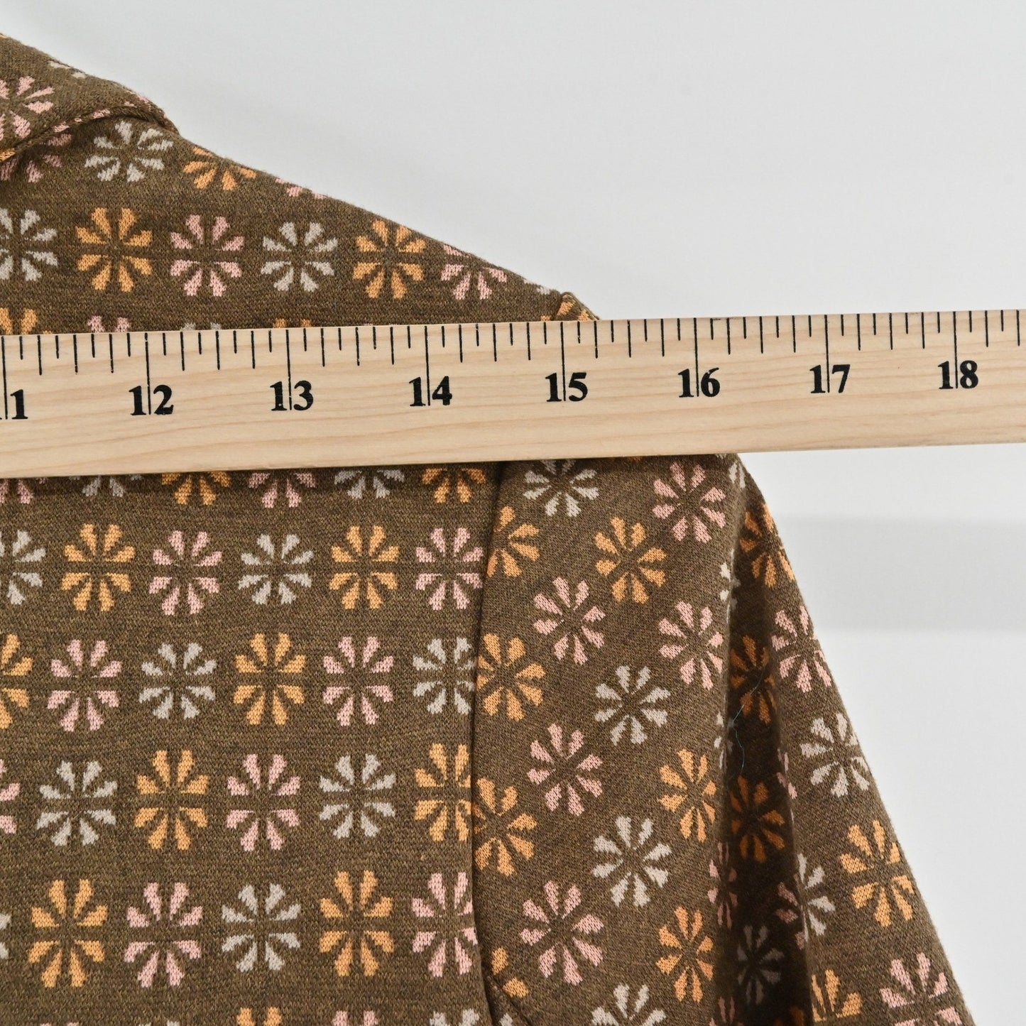 Altard State Floral Print Brown Blazer Size S Retro Mod Ruched 3/4 Sleeve USA