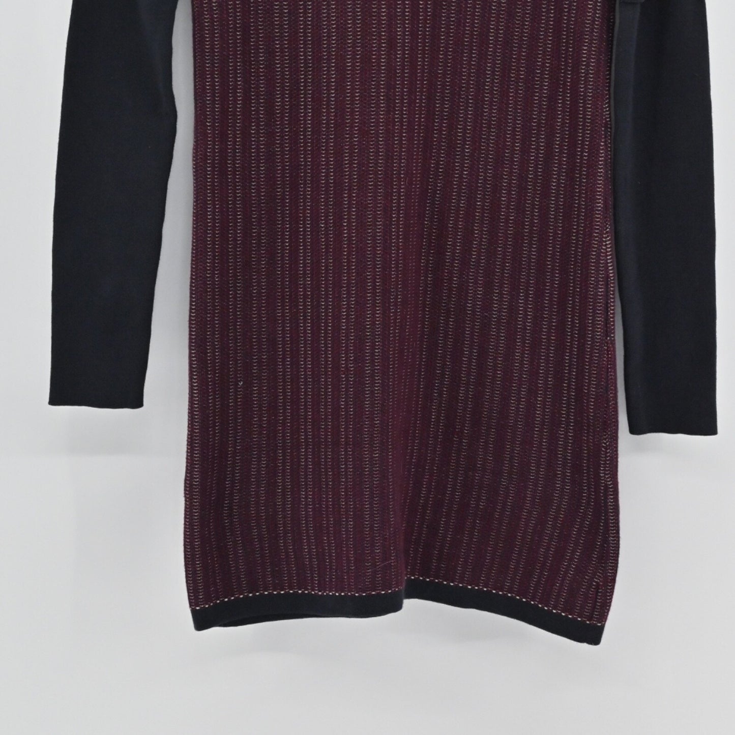 DEREK LAM Sweater Dress Size S 10 CROSBY Mini Wine Black Stripe Cotton Purple