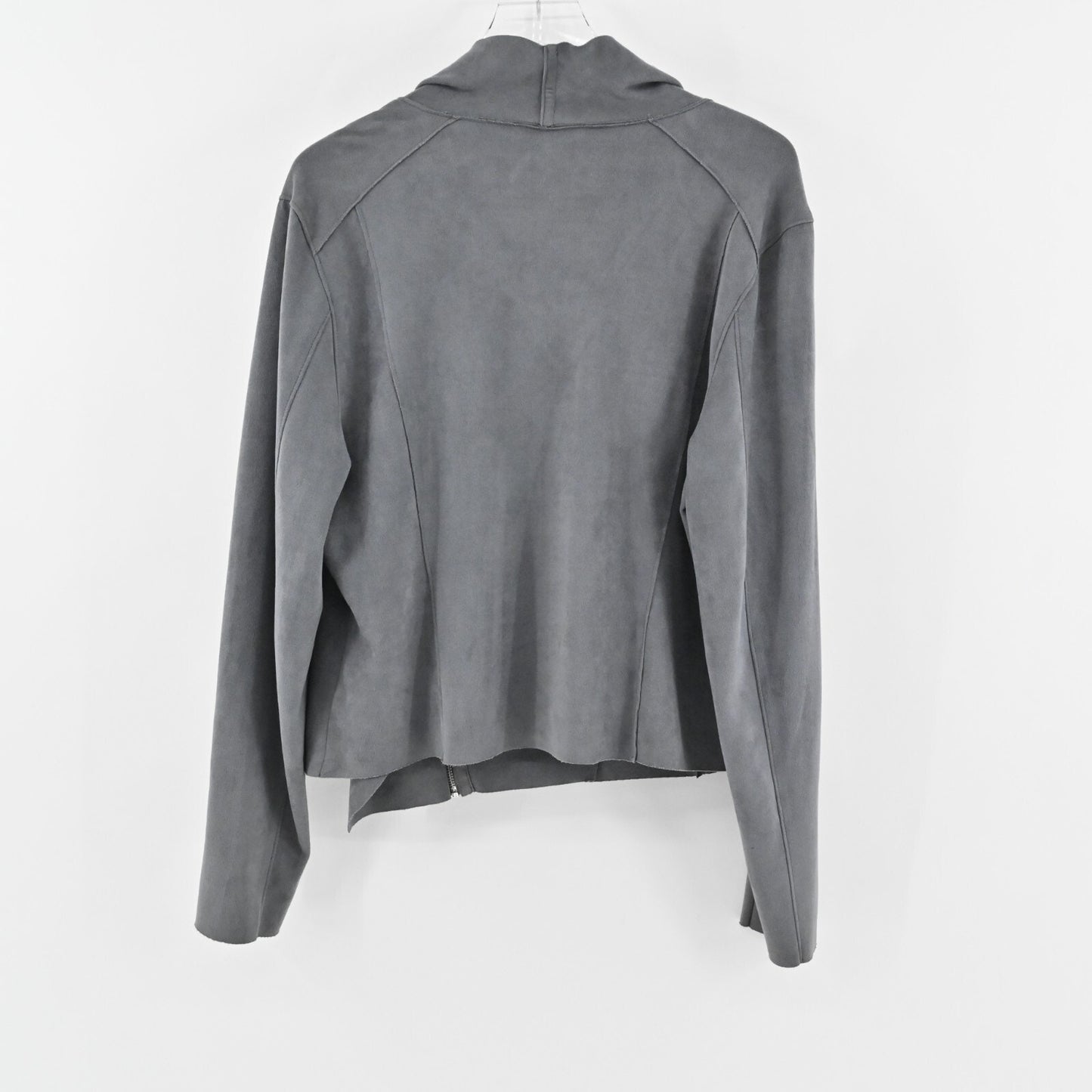 BLANKNYC Jacket Womens Size XXL Faux Suede Silver Screen Gray Moto Full Zip