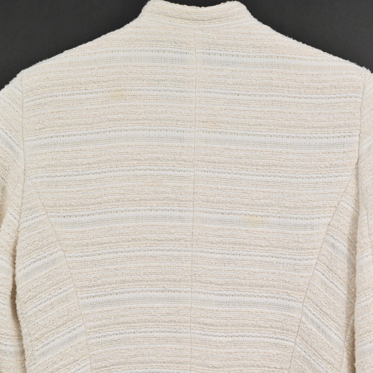 ZARA Womens Tweed Blazer Size S Cream Button Zip Pocket Single Breasted Jacket
