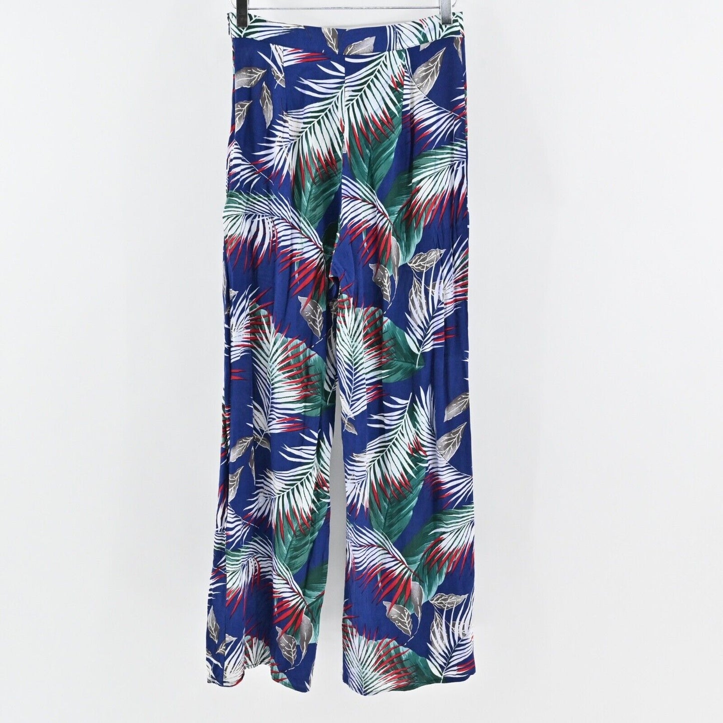 THE SANG Pants Womens Size M Blue Tropical Print High Rise Wide Leg Beach Boho