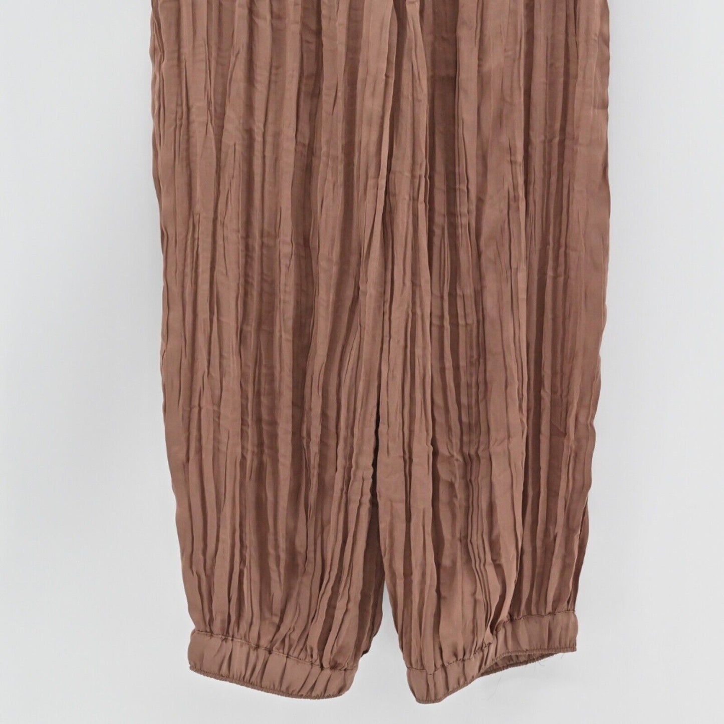 ANTHROPOLOGIE Womens Bria Joggers Size M Satin Brown Pleated SATURDAY SUNDAY