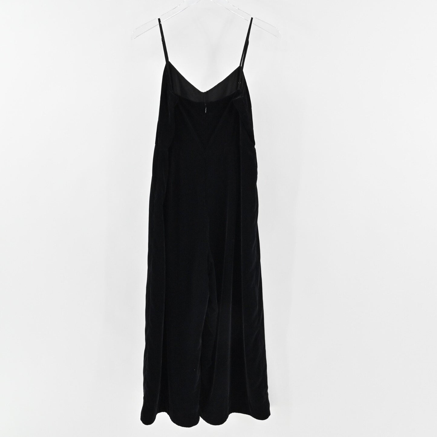 J CREW Womens Velvet Jumpsuit Size 6 Black Crop Spaghetti Strap V Neck High Rise