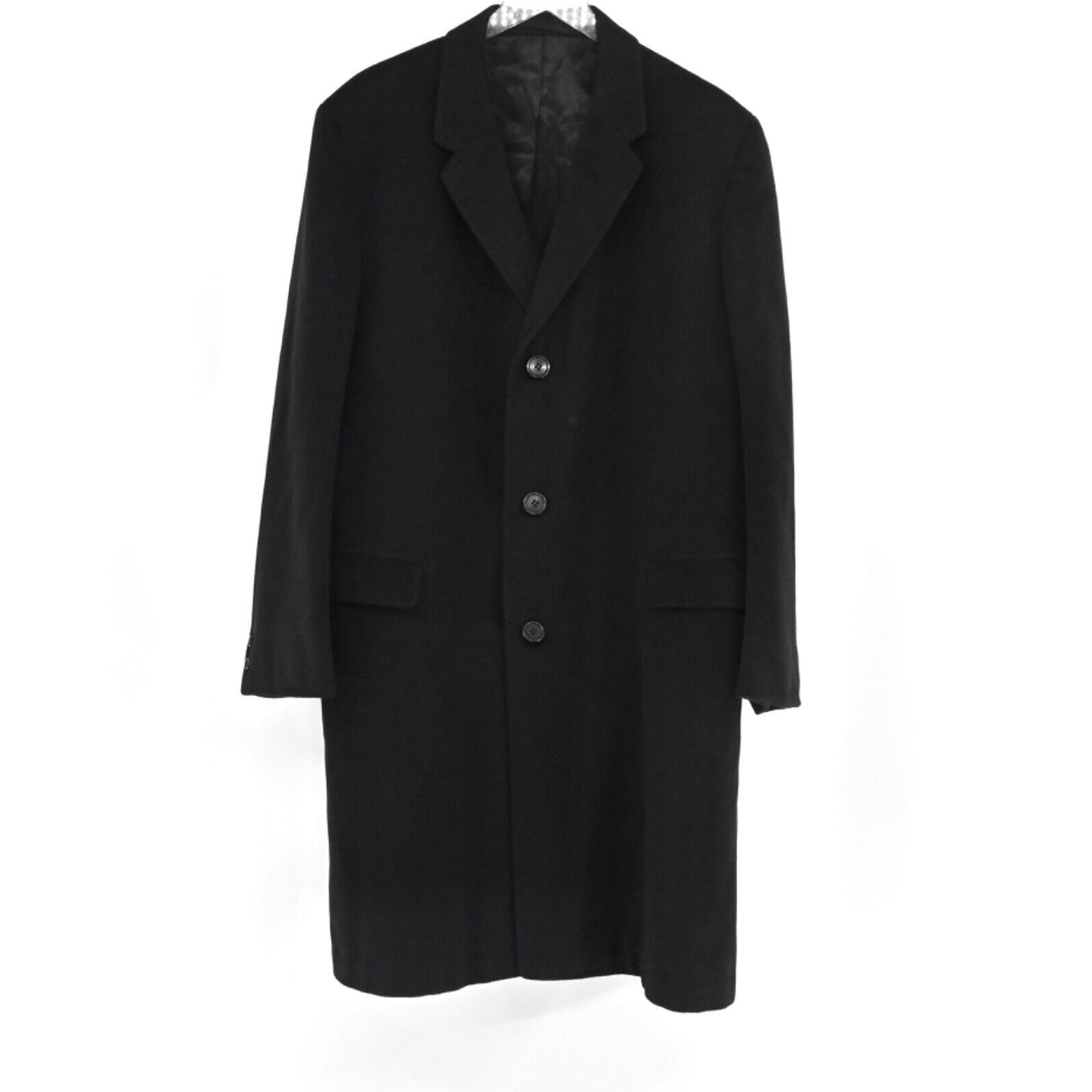 Vtg KINGSWOOD Overcoat Mens Sz 44 Long Single Breasted Button Union Made USA 90s