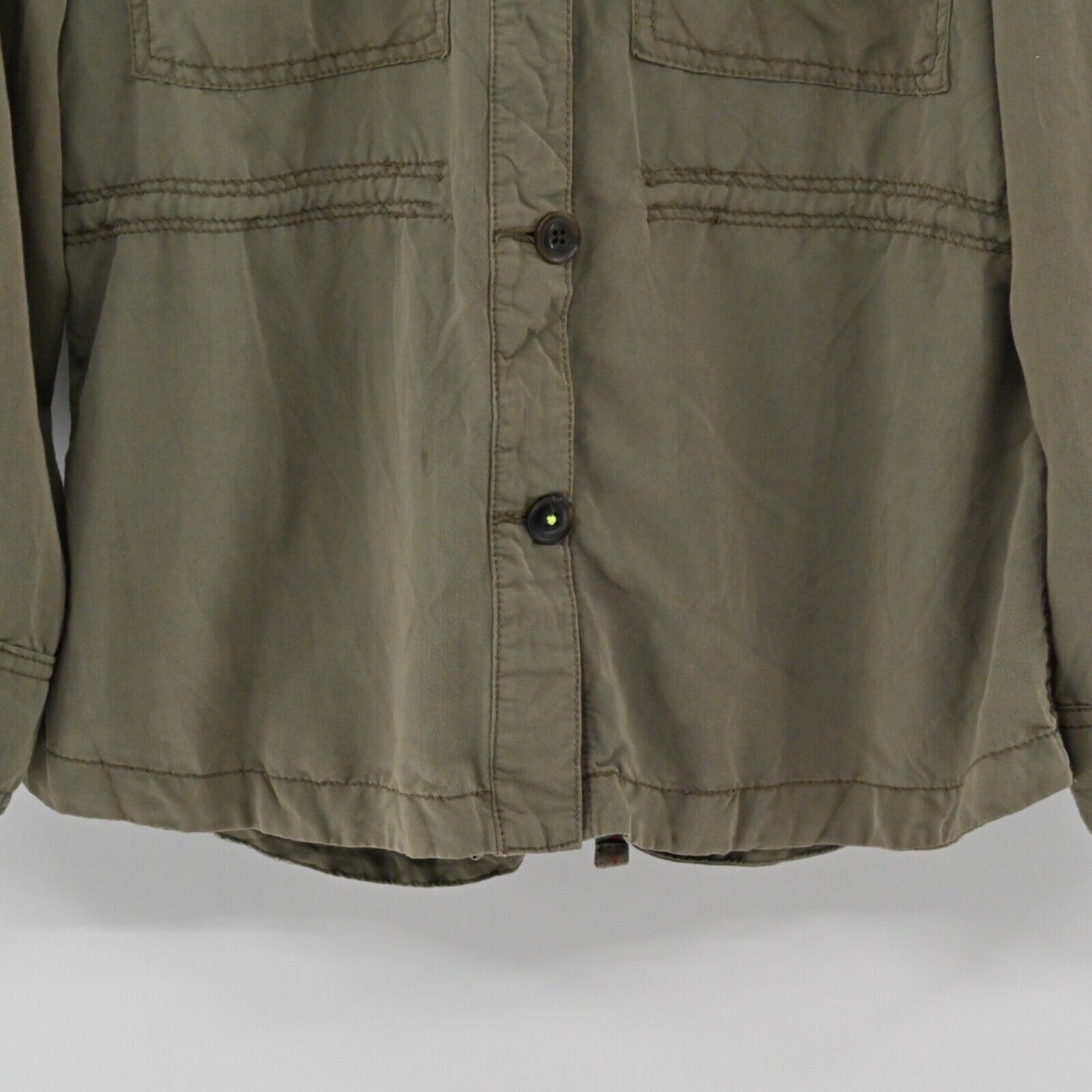 AMERICAN EAGLE Jacket Womens Sz S Army Green Button Front Military Utility Boho