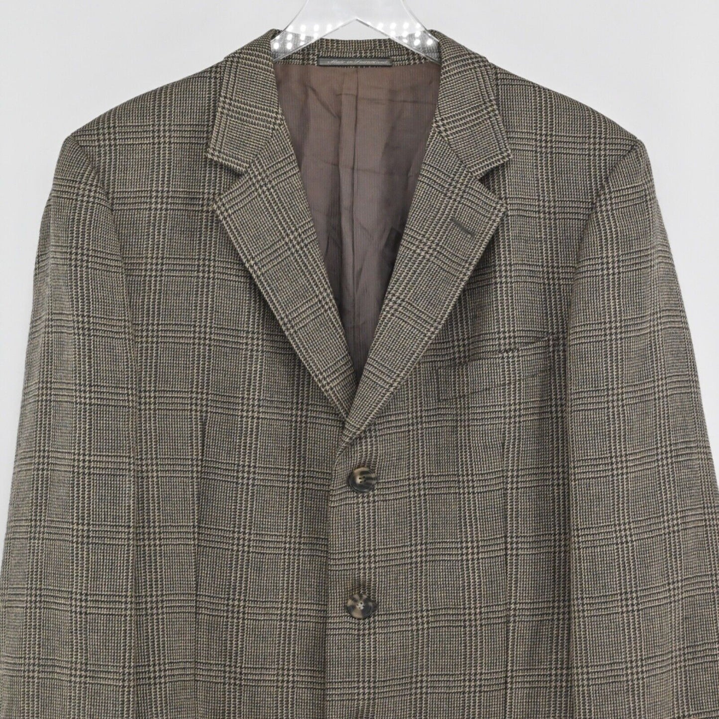 Vtg ERMENEGILDO ZEGNA Blazer Mens Sz 52 Brown Plaid Mohair Academia Houndstooth