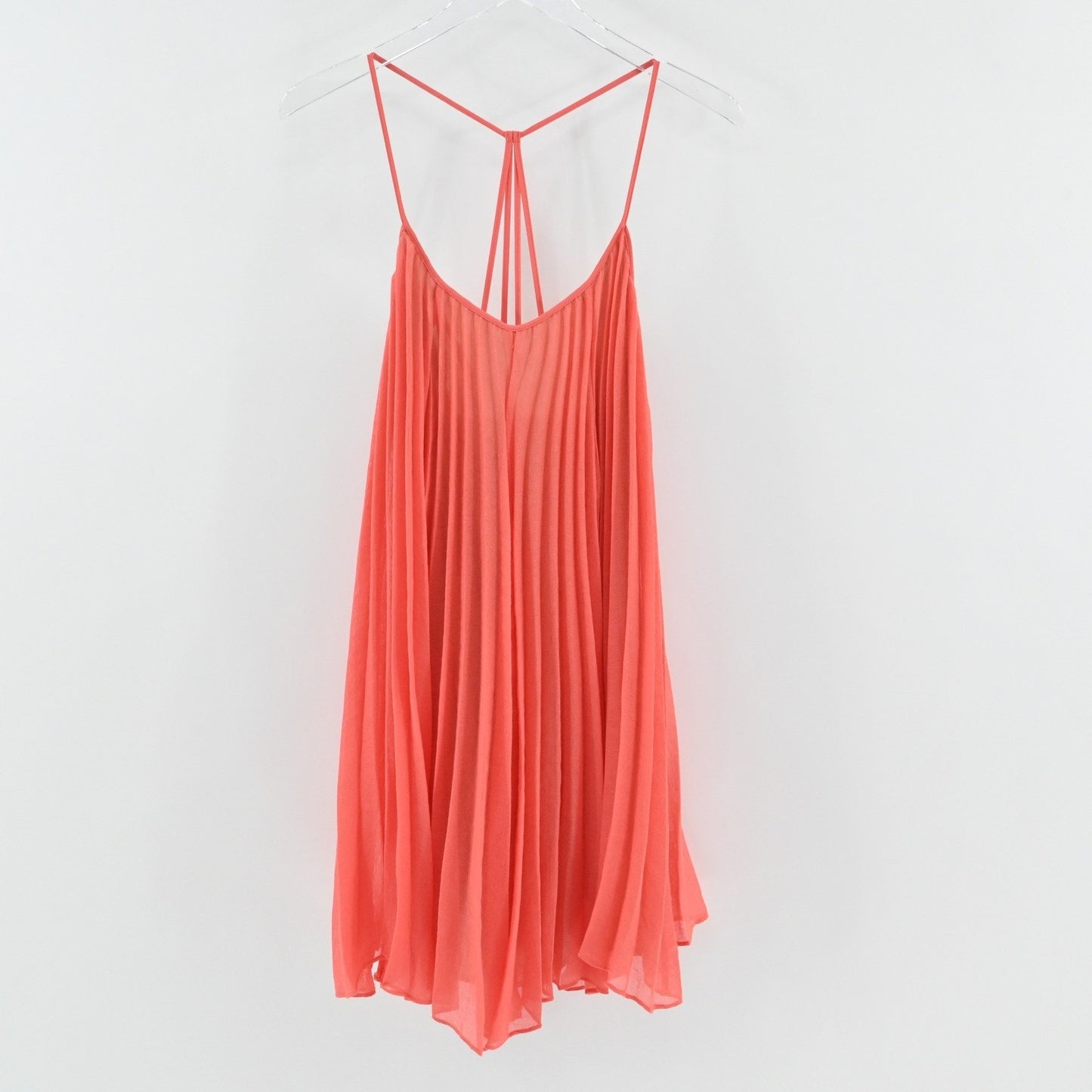 BCBGMAXAZRIA Gisselle Pleated Mini Dress Size XS Coral Sleeveless Bohemian NEW