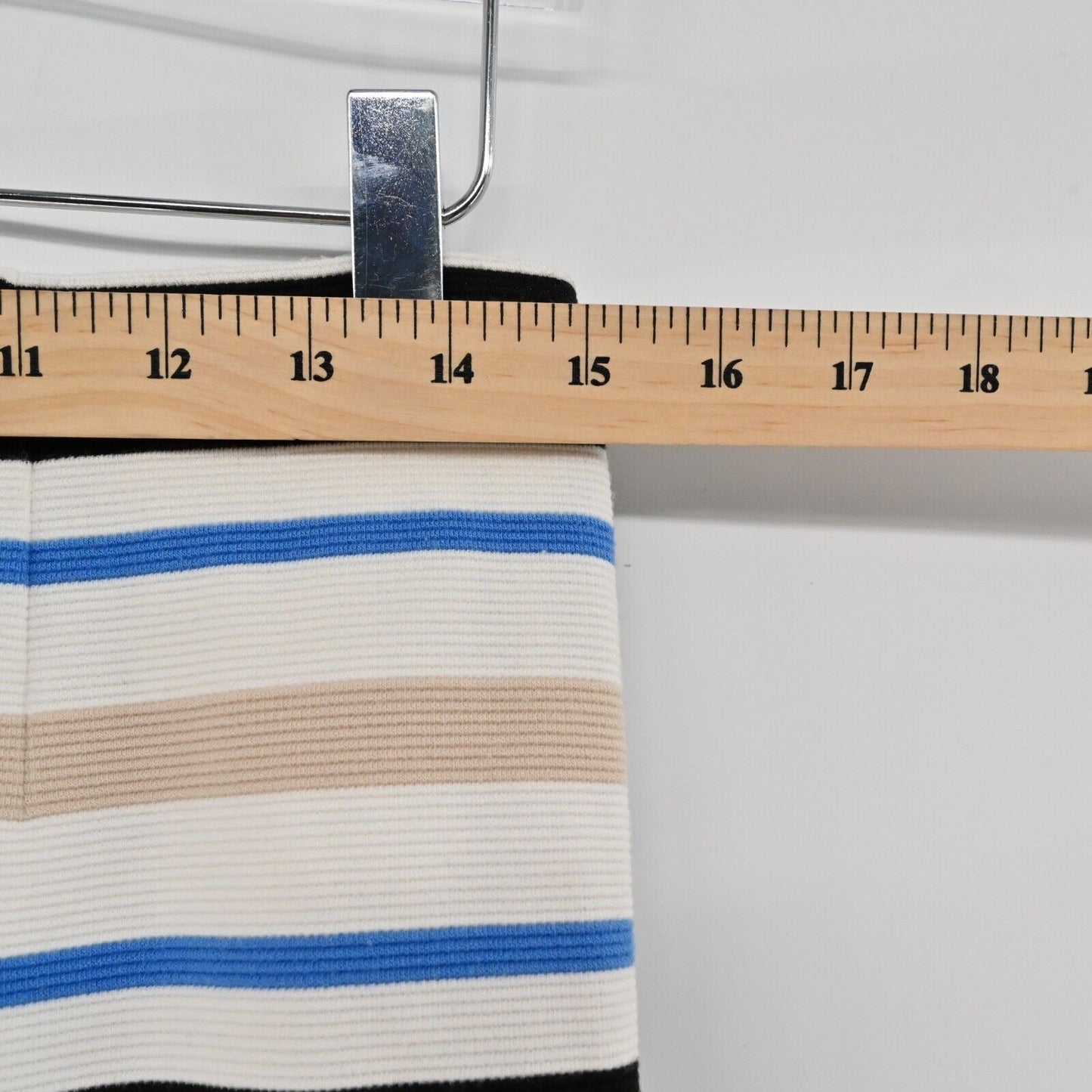 WHBM Skirt Womens Sz 2 Ponte Multi Stripe Pencil Knee Length Corpcore Office