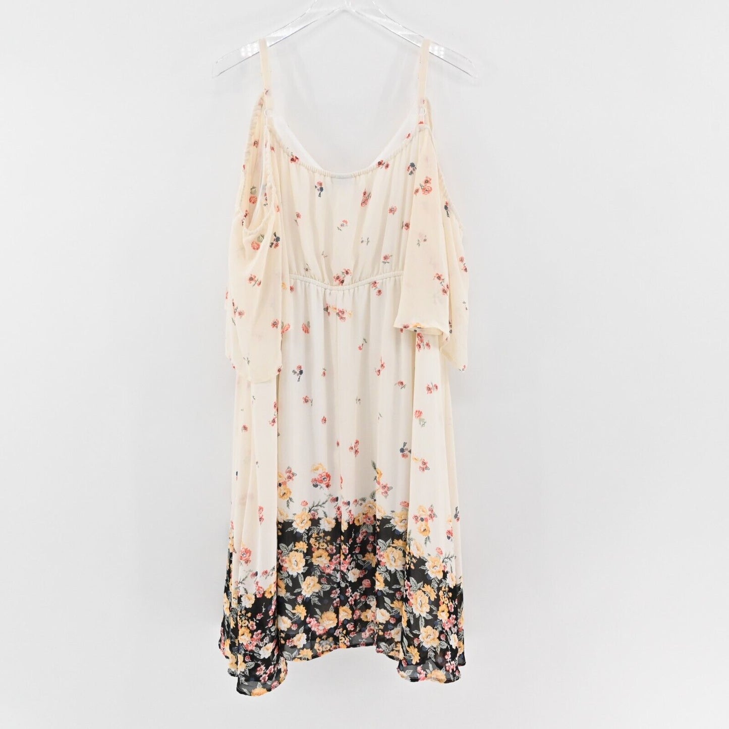 TORRID Dress Size 5X Cream Floral Print Cold Shoulder VNeck Cinch Waist Spring
