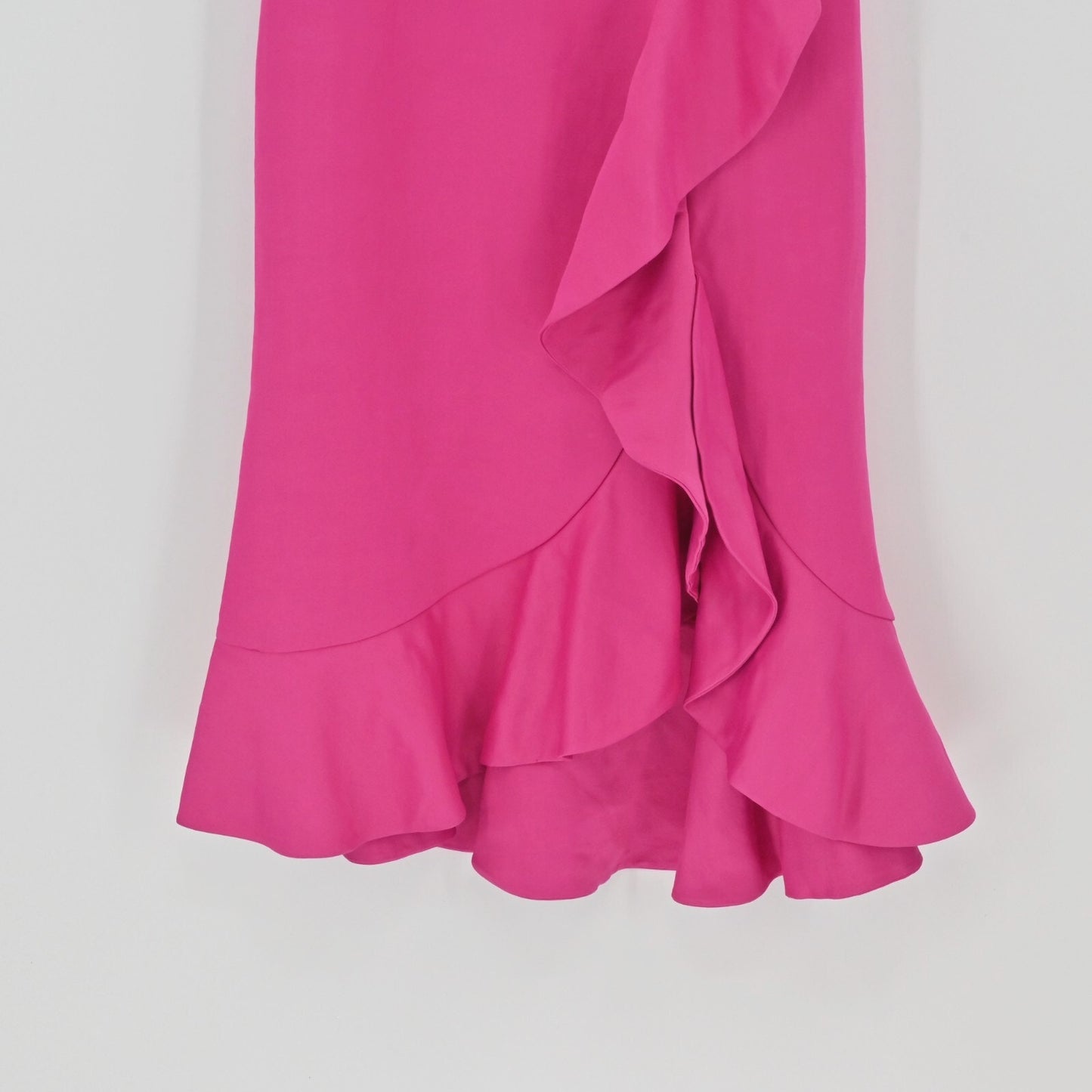AMUR Ashley Dress Size 2 Linen Pink Satin Ruffle Wedding Guest Feminine Romantic
