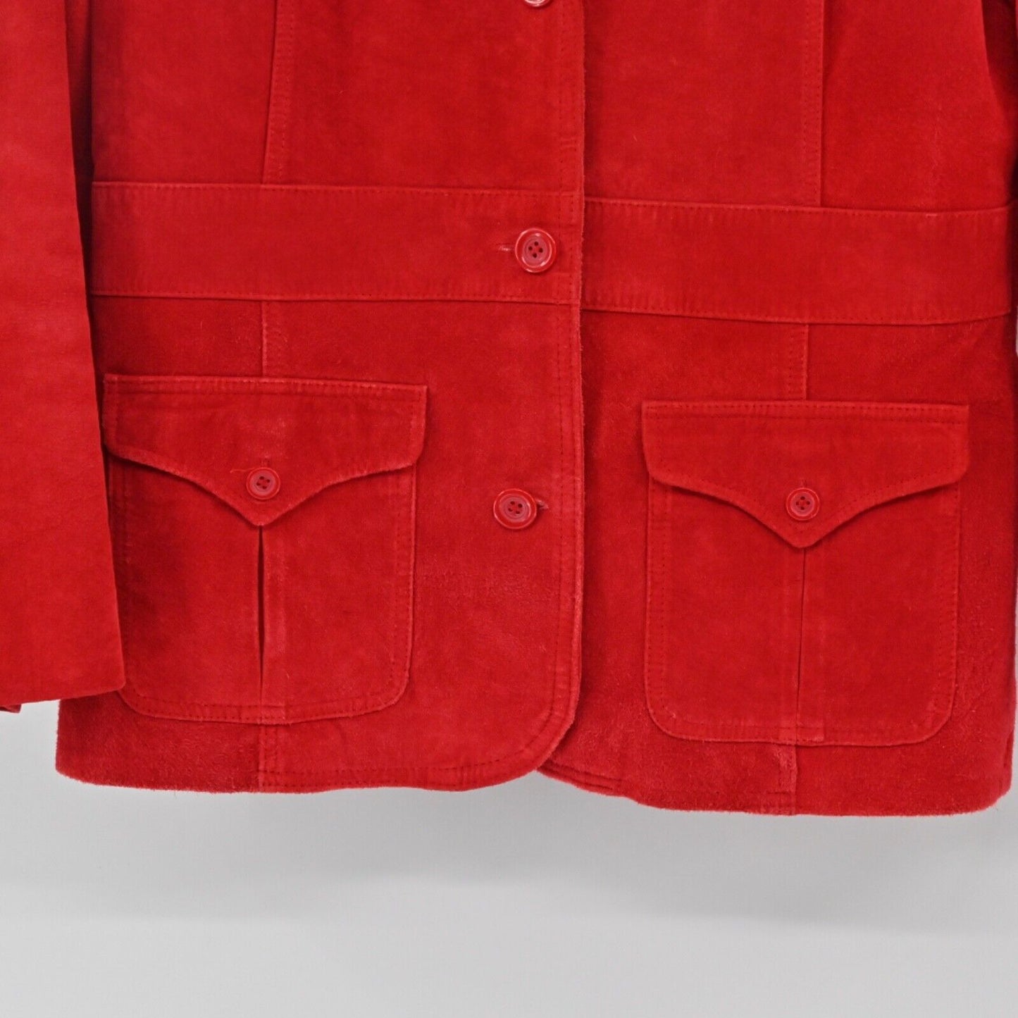 LIZ CLAIBORNE Jacket Womens Size M Suede Leather Red Button Front Retro 00s Y2K