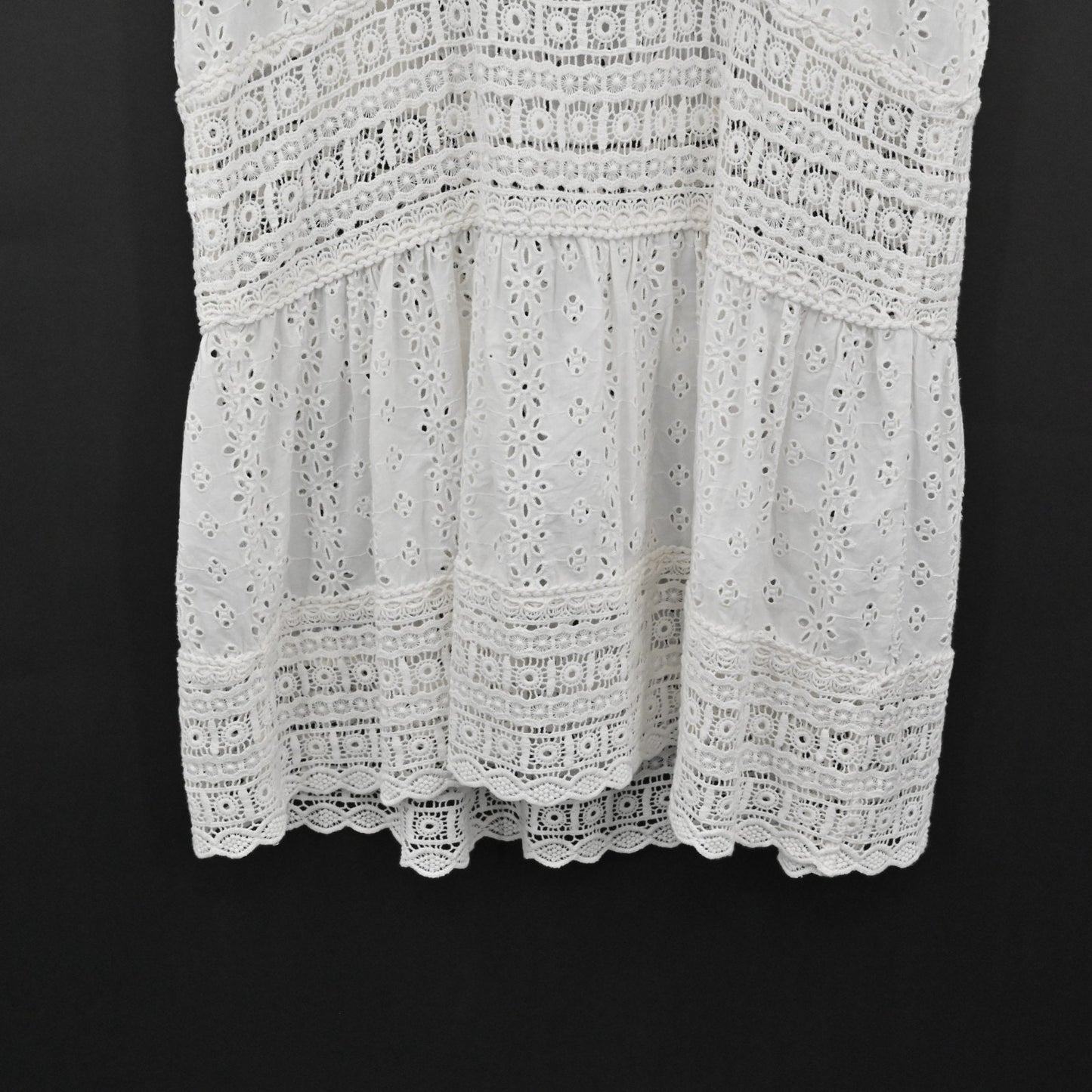 Ondademar White Eyelet Cover Up Dress Size L Square Neck Sleeveless Cotton Mini