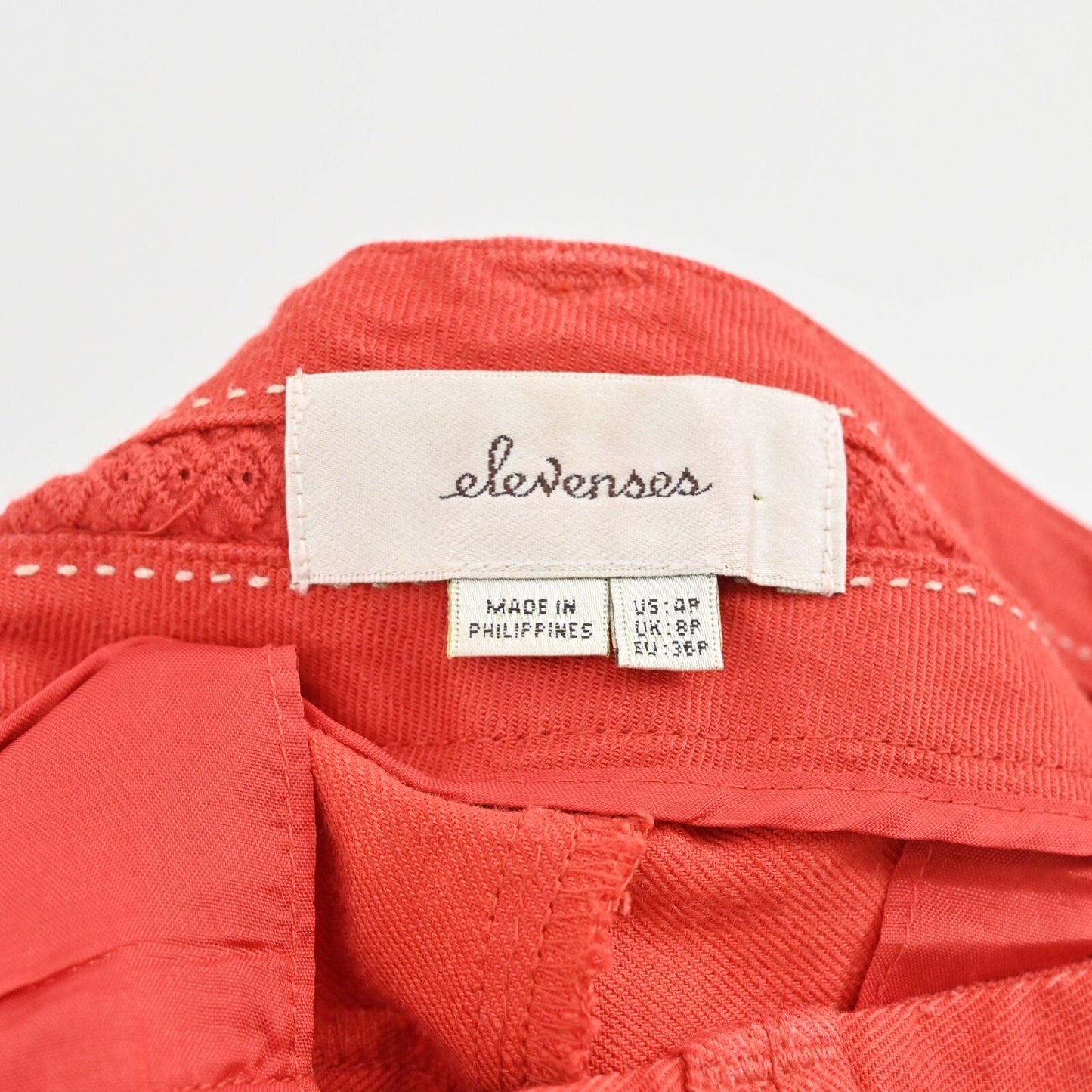 ANTHROPOLOGIE Pants Womens Size 4P Elevenses Coral Red Linen Blend Trousers
