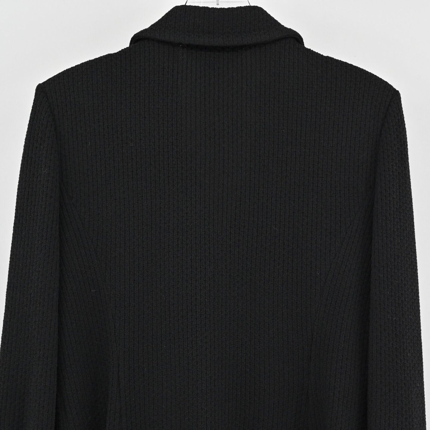 ST JOHN Caviar Parisian Santana Knit Blazer Jacket 3-Button In Black Womens Sz 8
