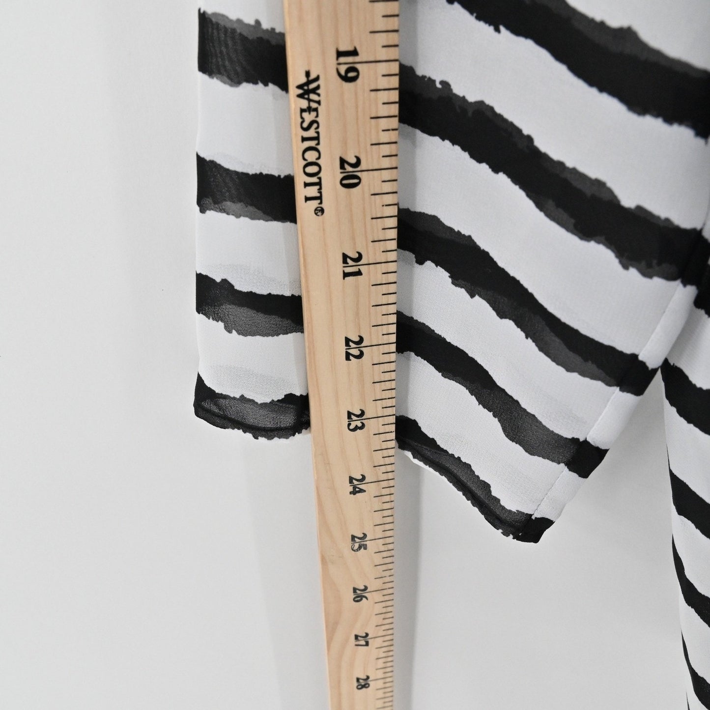 Zandra Rhodes Striped Sheer Duster Cardigan Size S Black White Kimono Festival