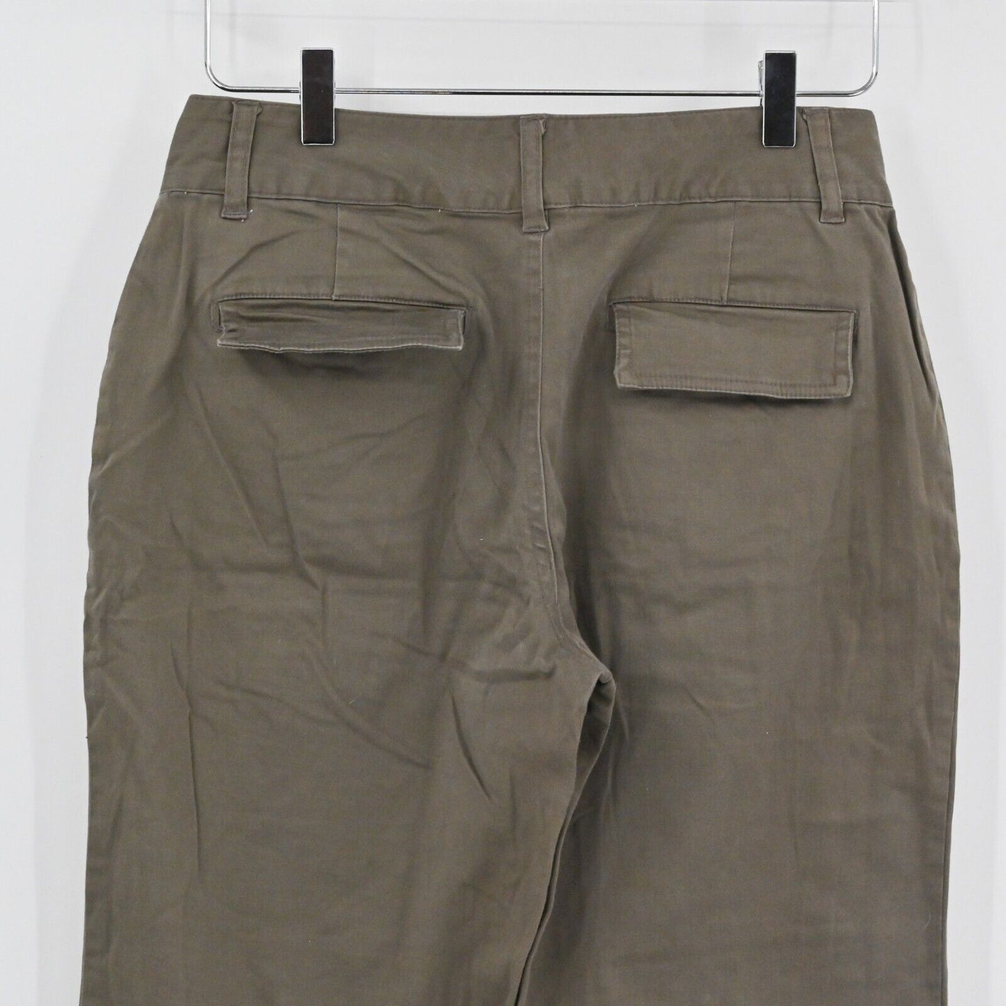 Vintage GYPSY JEANS Pants Womens Sz 6 Army Green Cargo Roll Tab Hem Utility Y2k