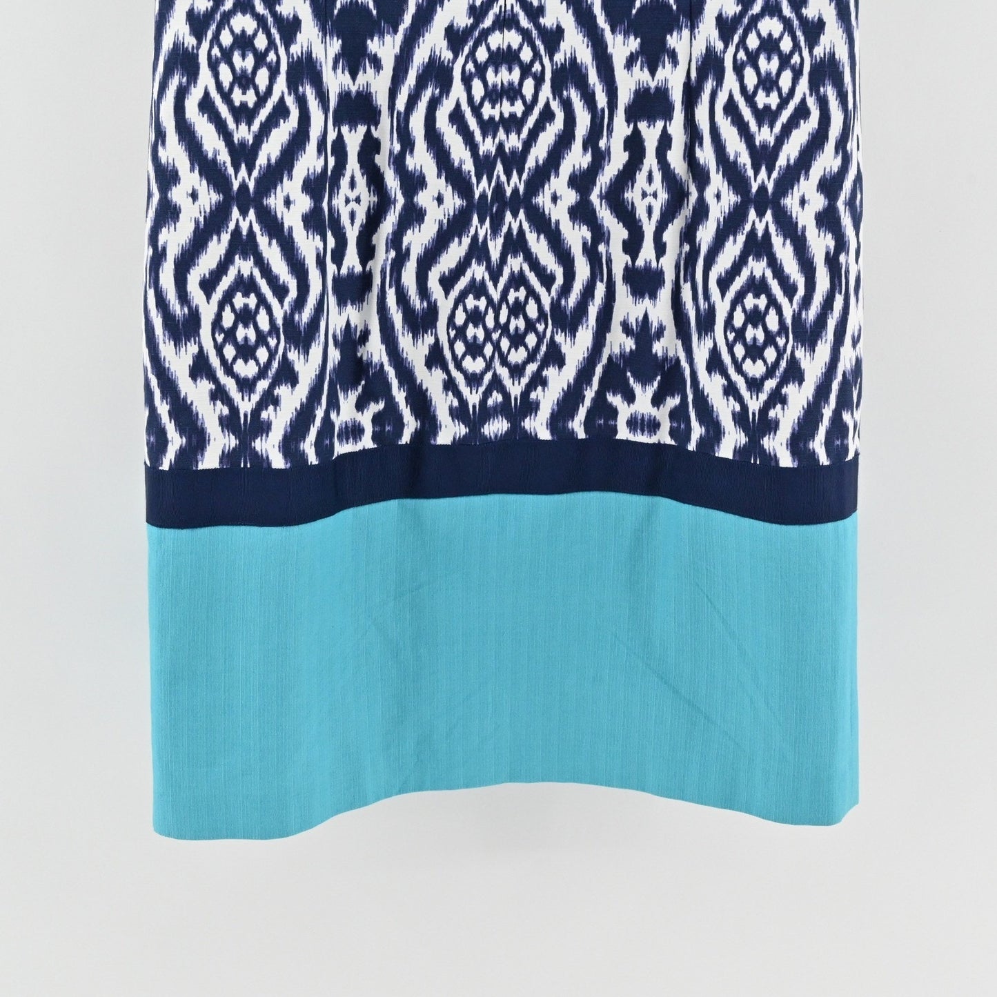Anne Klein Womens Blue Ikat Dress Shift Size 12 Cotton Sleeveless Stretch Office
