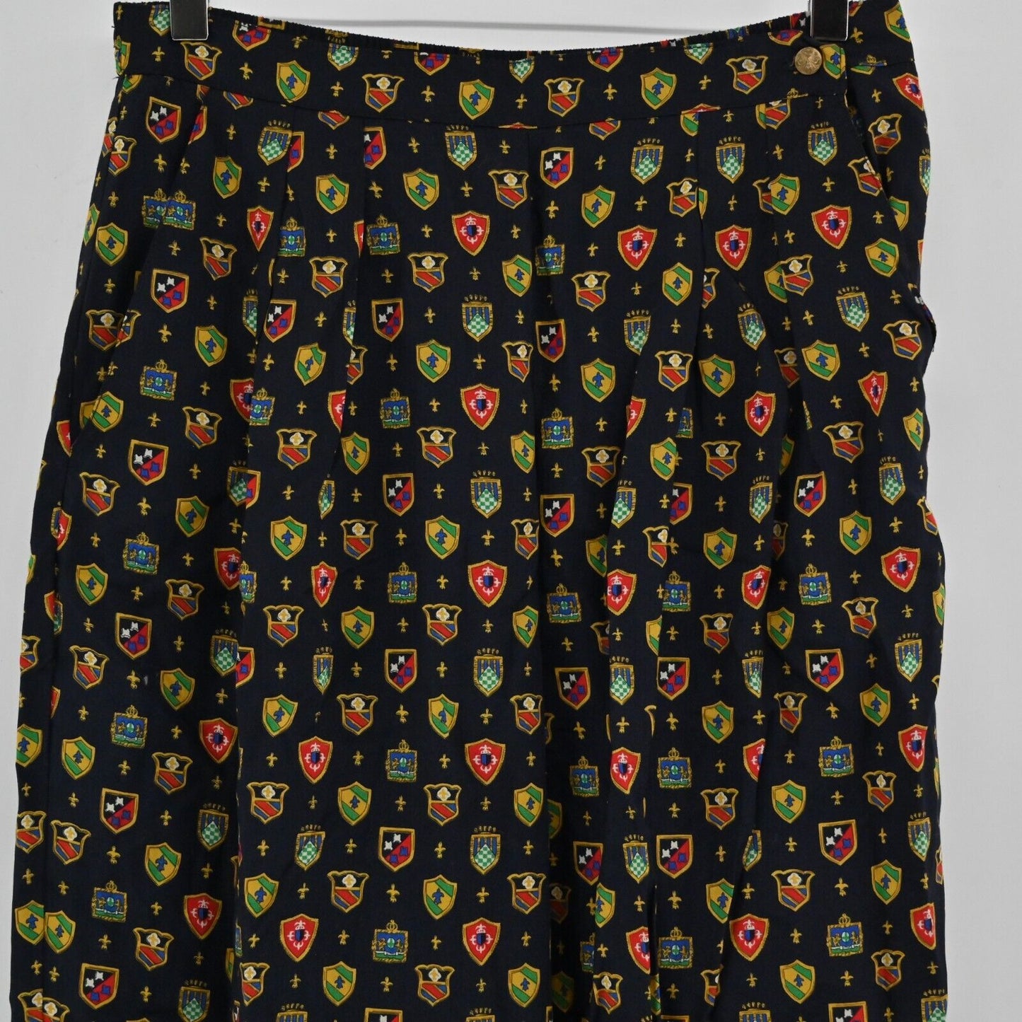 Vtg CLAUS Pants Womens Sz S Black Academia Crest High Rise Pleated Wide Leg 90s