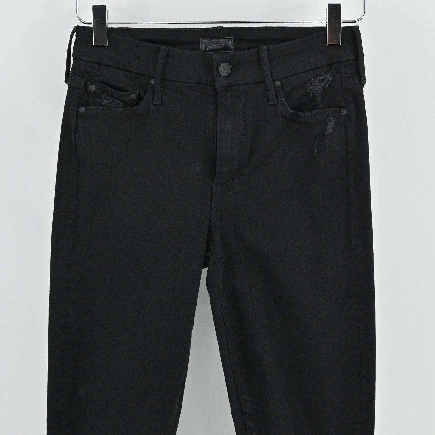 MOTHER Womens Looker Ankle Fray Jeans Size 25 Guilty as Sin Black Distressed