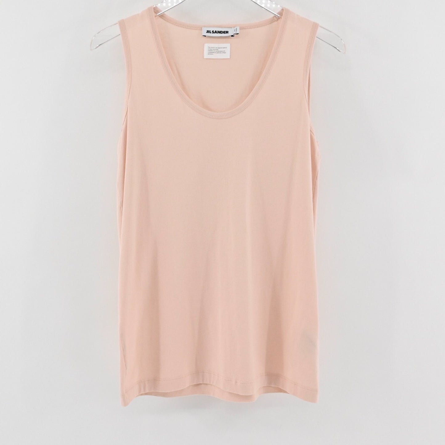 Vtg JIL SANDER Top Womens Size L Cotton Sleeveless Scoop Neck Tank Blush Pink