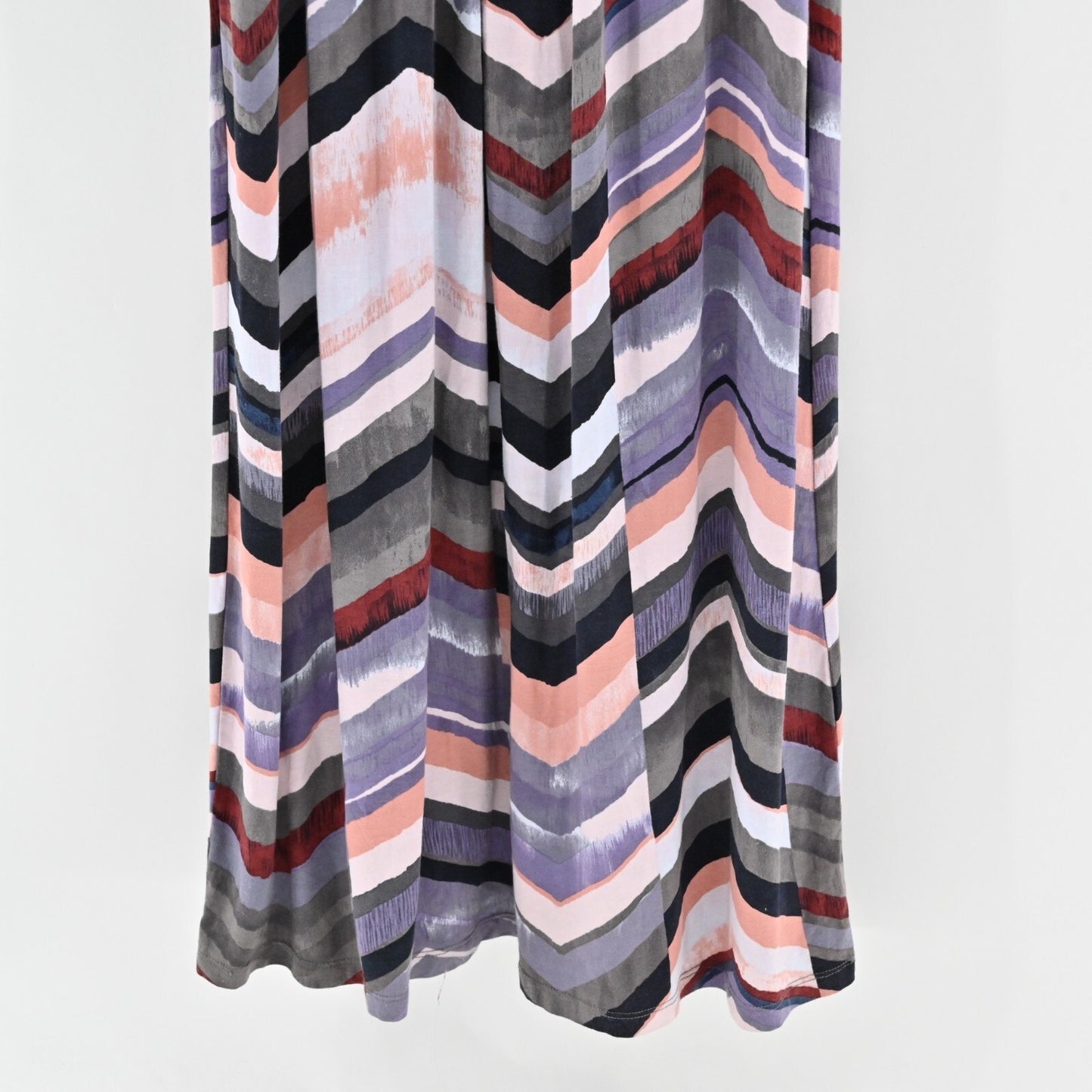 ANTHROPOLOGIE Maeve Novela Dress Size XS Chevron Print Scoop Neck Jersey Maxi