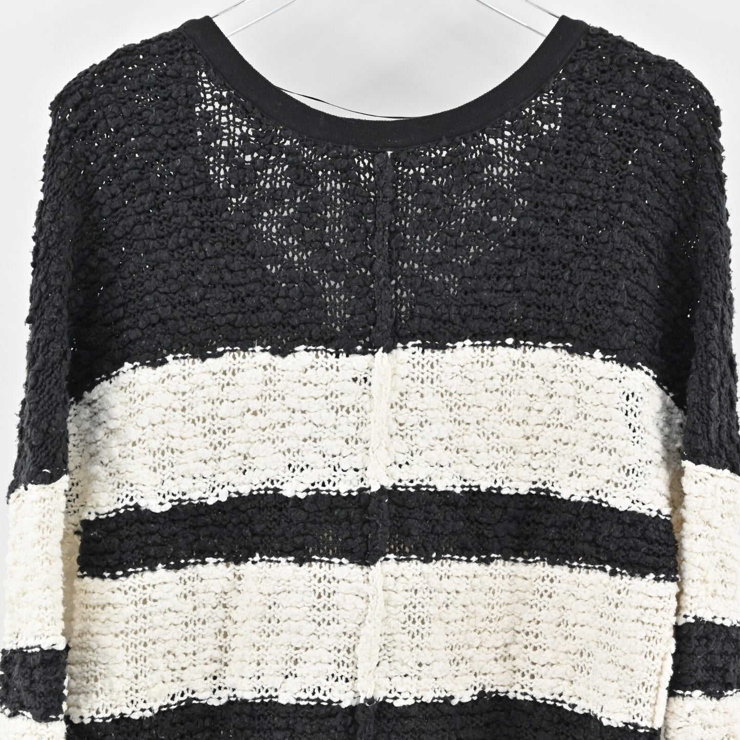 FREE PEOPLE Sweater Womens Size M Songbird Knit VNeck Rugby Stripe Oversized