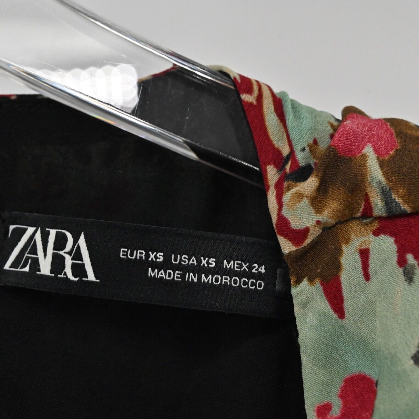 ZARA Dress Womens Size XS Floral 3/4 Sleeve Structured Blouson Mini Retro Twee