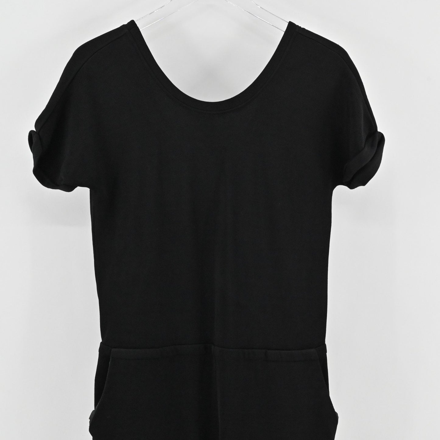 Theory Womens Black Sorgia Double Pique Jumpsuit Size S Cropped Short Sleeve