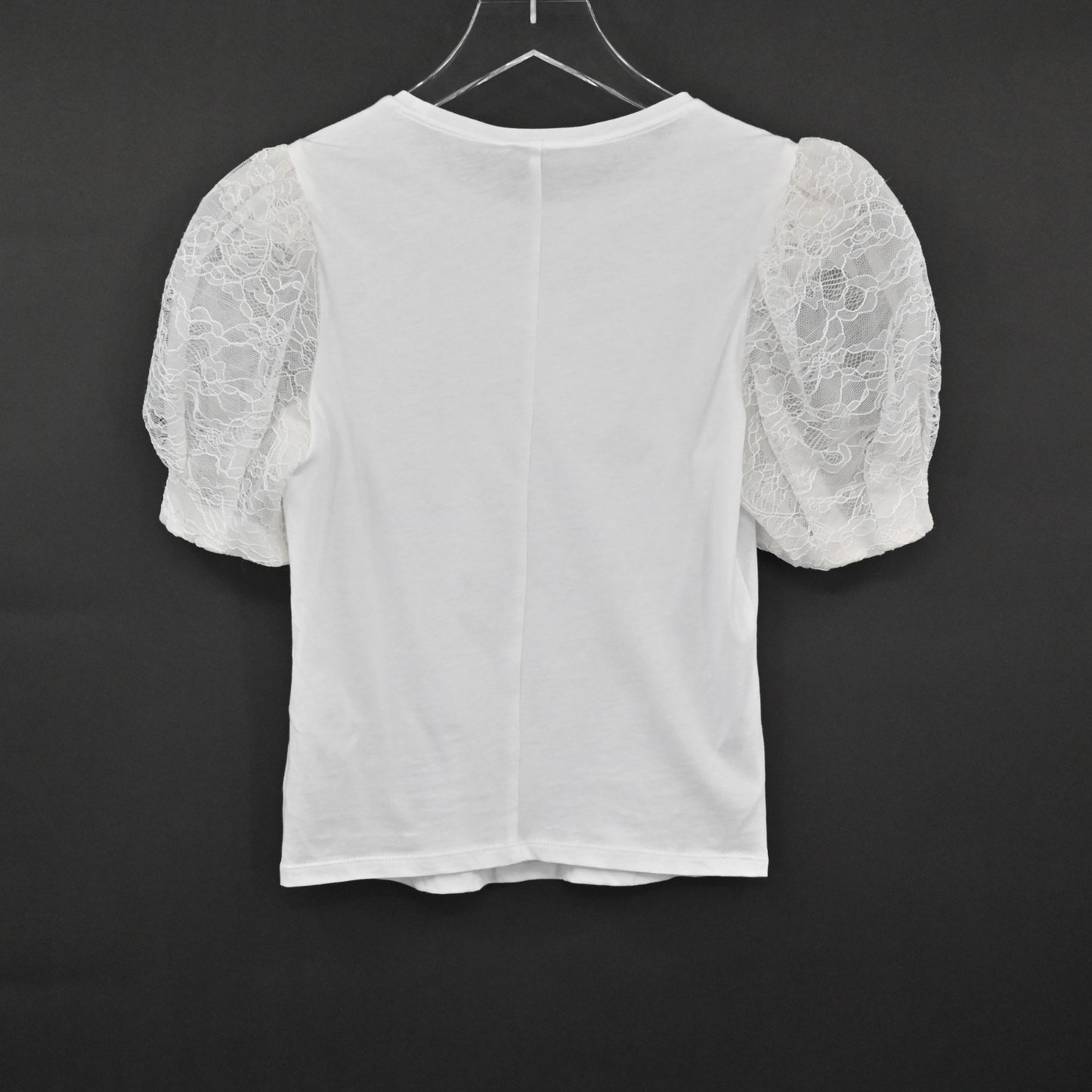 Alice Olivia Womens Posey Top Size XS White Lace Silk Puff Sleeve Chic Blouse