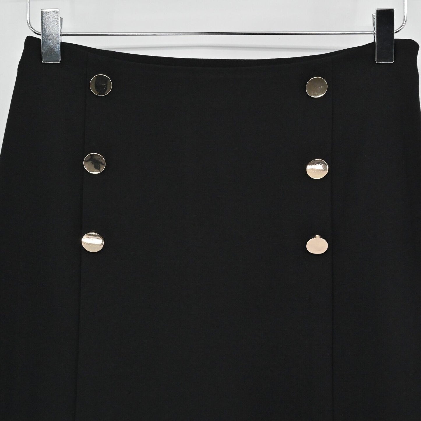 INC INTERNATIONAL CONCEPTS Skirt Womens Sz 4 Black Sailor A-Line Gold Buttons