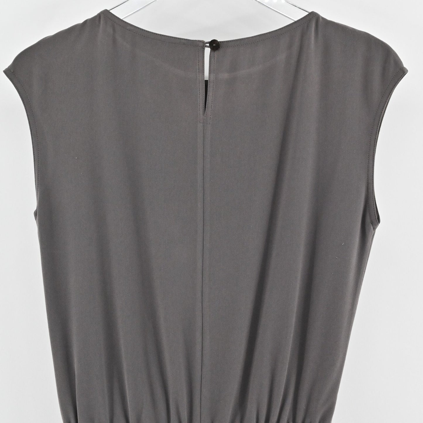 ST JOHN Dress Size 0 Gray Cinch Tie Waist Bateau Neck Classic Quiet Luxury Retro
