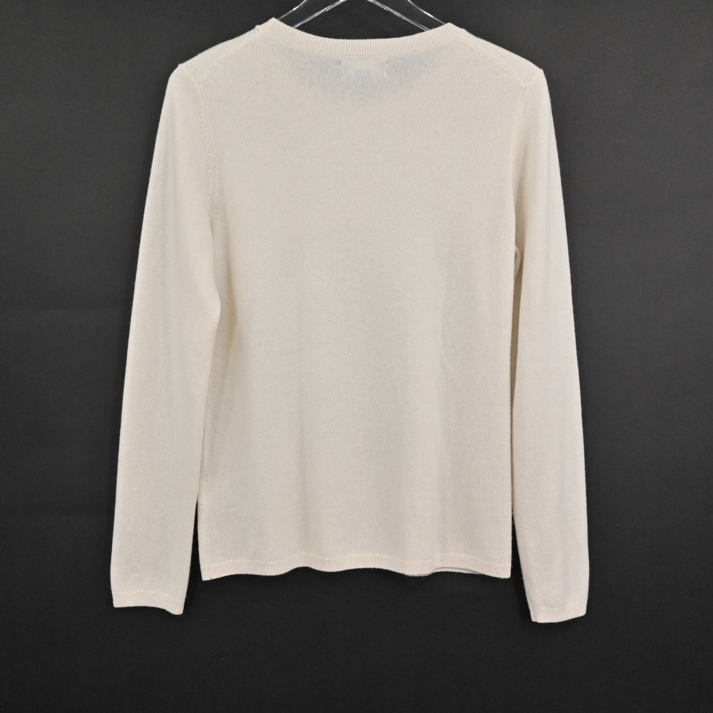 LANDS END Womens Cashmere Sweater Size S Cream Knit Crew Neckline Classic Luxury