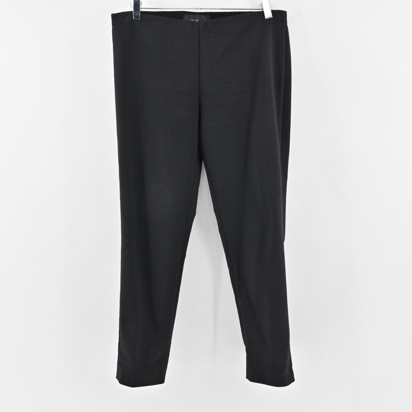 LES COPAINS Pants Womens Size 46 Black Pull On Stretch Slim Straight Leg Office