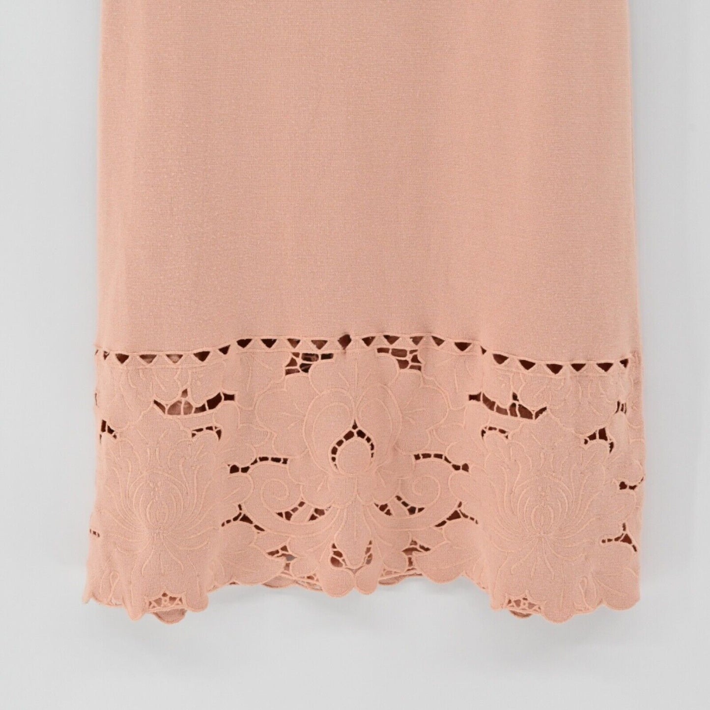 ANN TAYLOR Dress Womens Sz S Pink Knit Floral Embroidered Eyelet Sheath Capsule