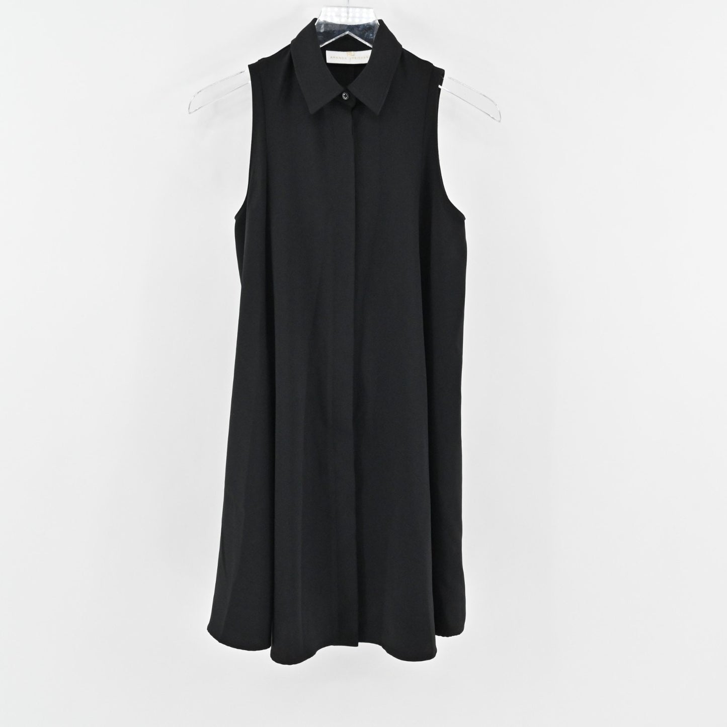Amanda Uprichard Black Mini Dress Size XS Sleeveless Collared Relaxed Fit Chic