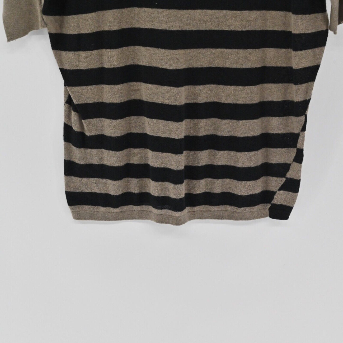 VINCE Top Womens Size S Brown Black Stripe Cotton Sweater Dolman Half Sleeve