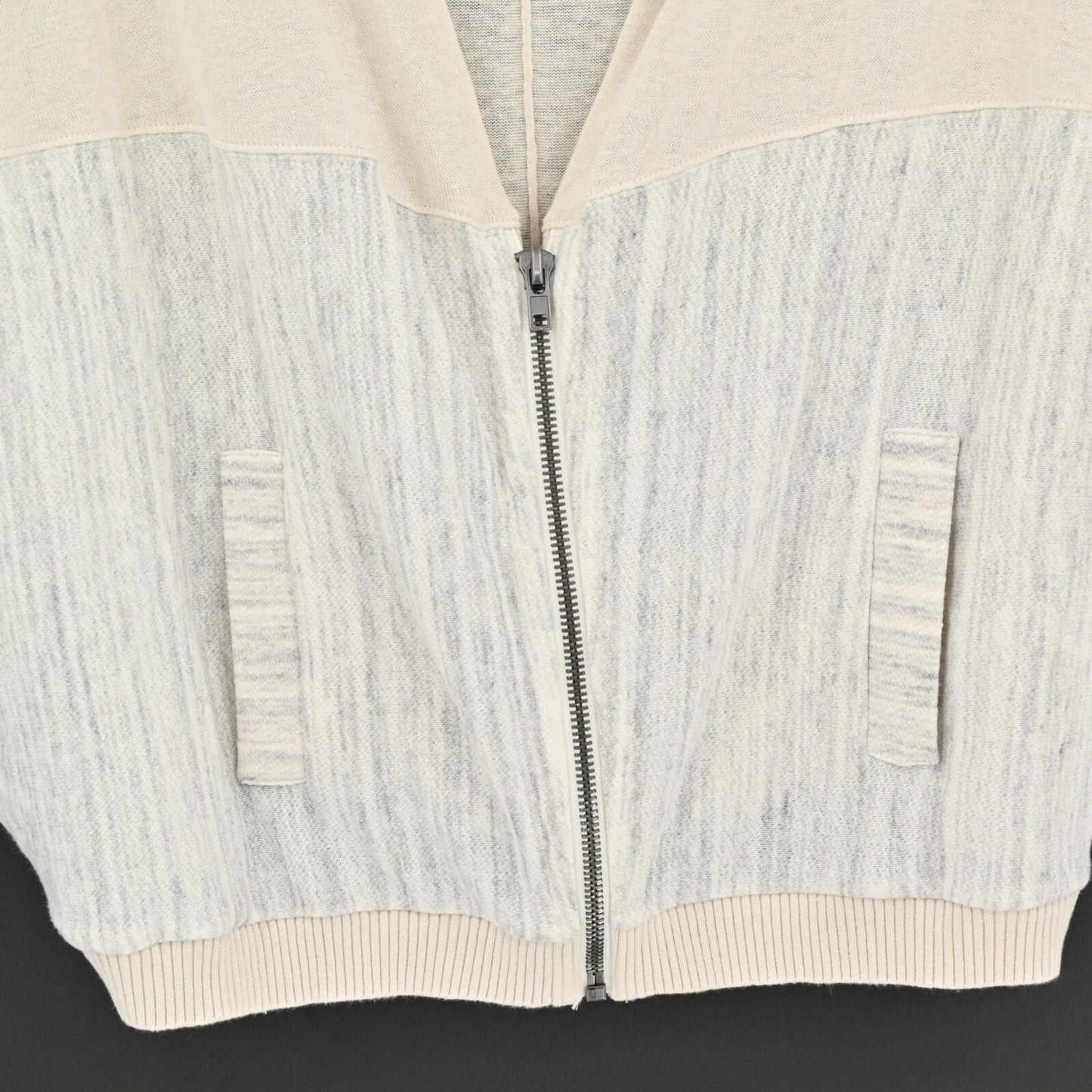ANTHROPOLOGIE Moth Womens Cardigan Size M Ivory Linen Cotton Zip Dolman Sleeve