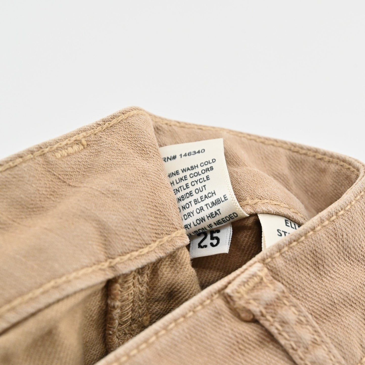 AMO Ellen Womens Pants Size 25 Straight Cargo Pocket Trouser Tan Linen Blend