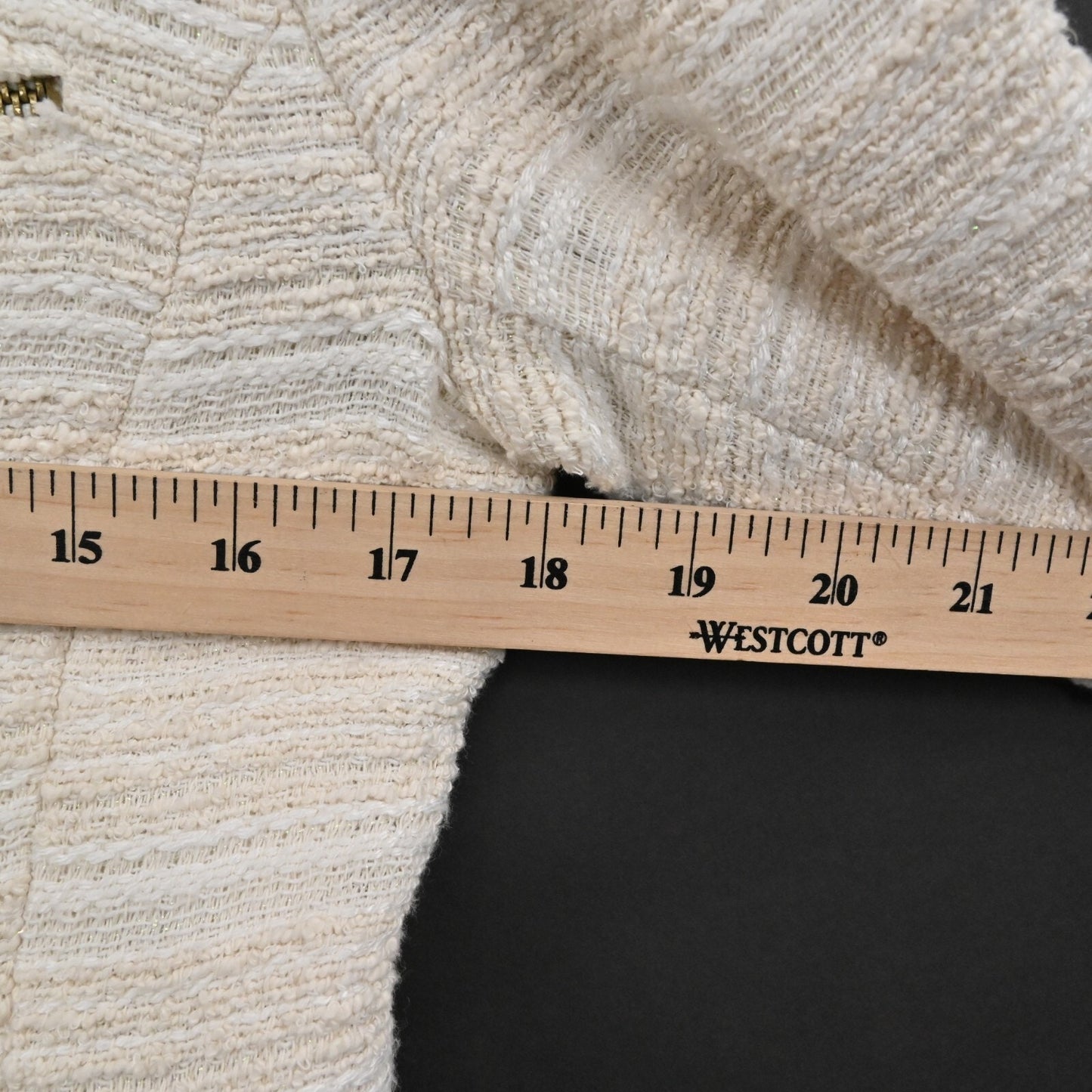 ZARA Womens Tweed Blazer Size S Cream Button Zip Pocket Single Breasted Jacket